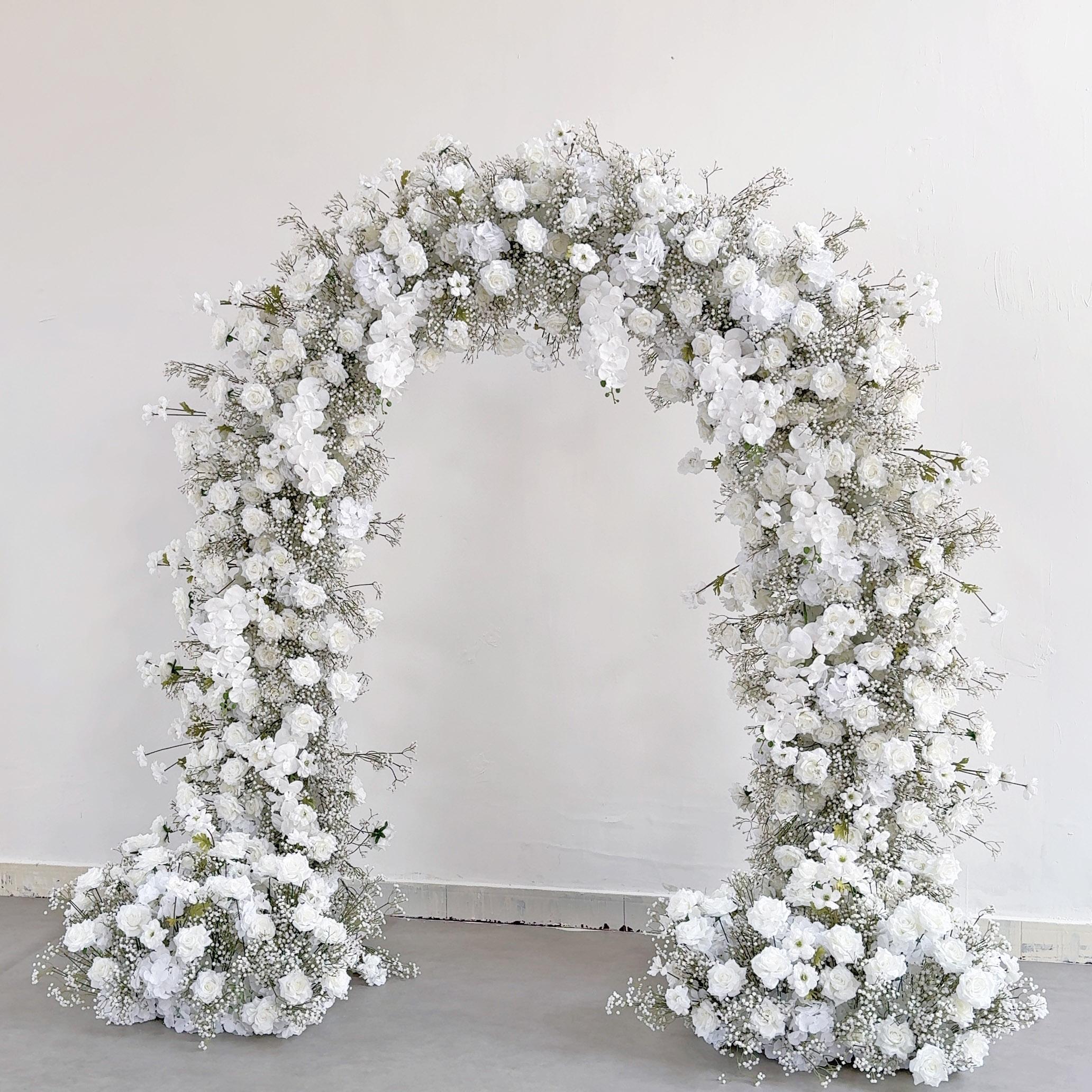 RoseyTime White Baby's Breath Flower Arch n-shape Round Arch #RTA120
