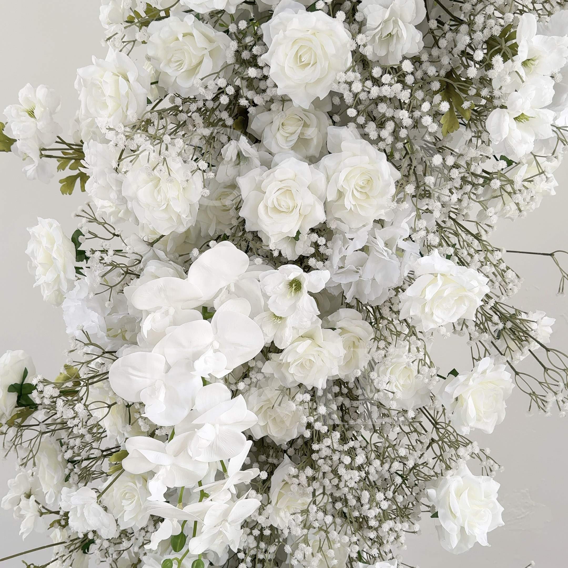RoseyTime White Baby's Breath Flower Arch n-shape Round Arch #RTA120