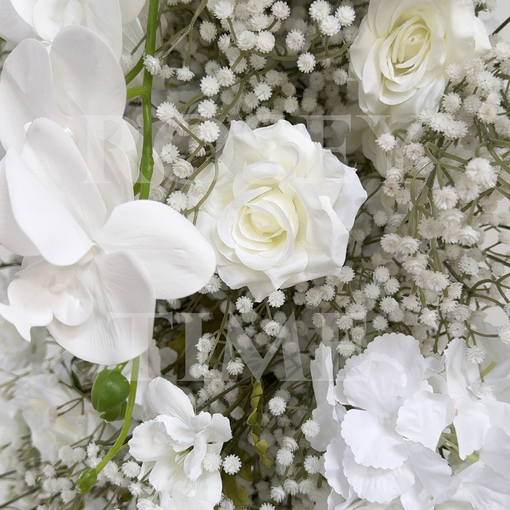 RoseyTime White Baby's Breath Flower Arch n-shape Round Arch #RTA120