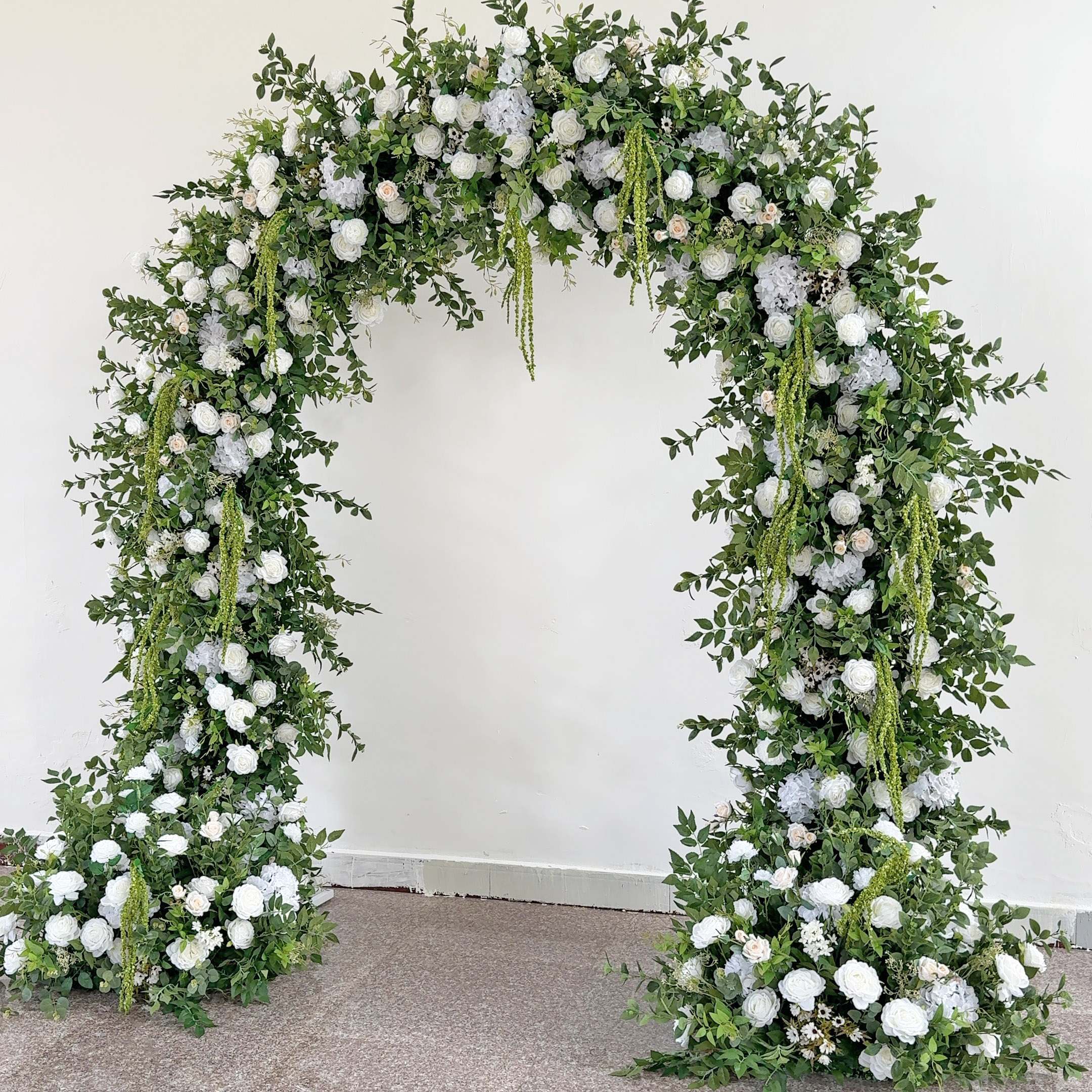 RoseyTime White&Green Flower Arch n-shape Round Arch #RTA412