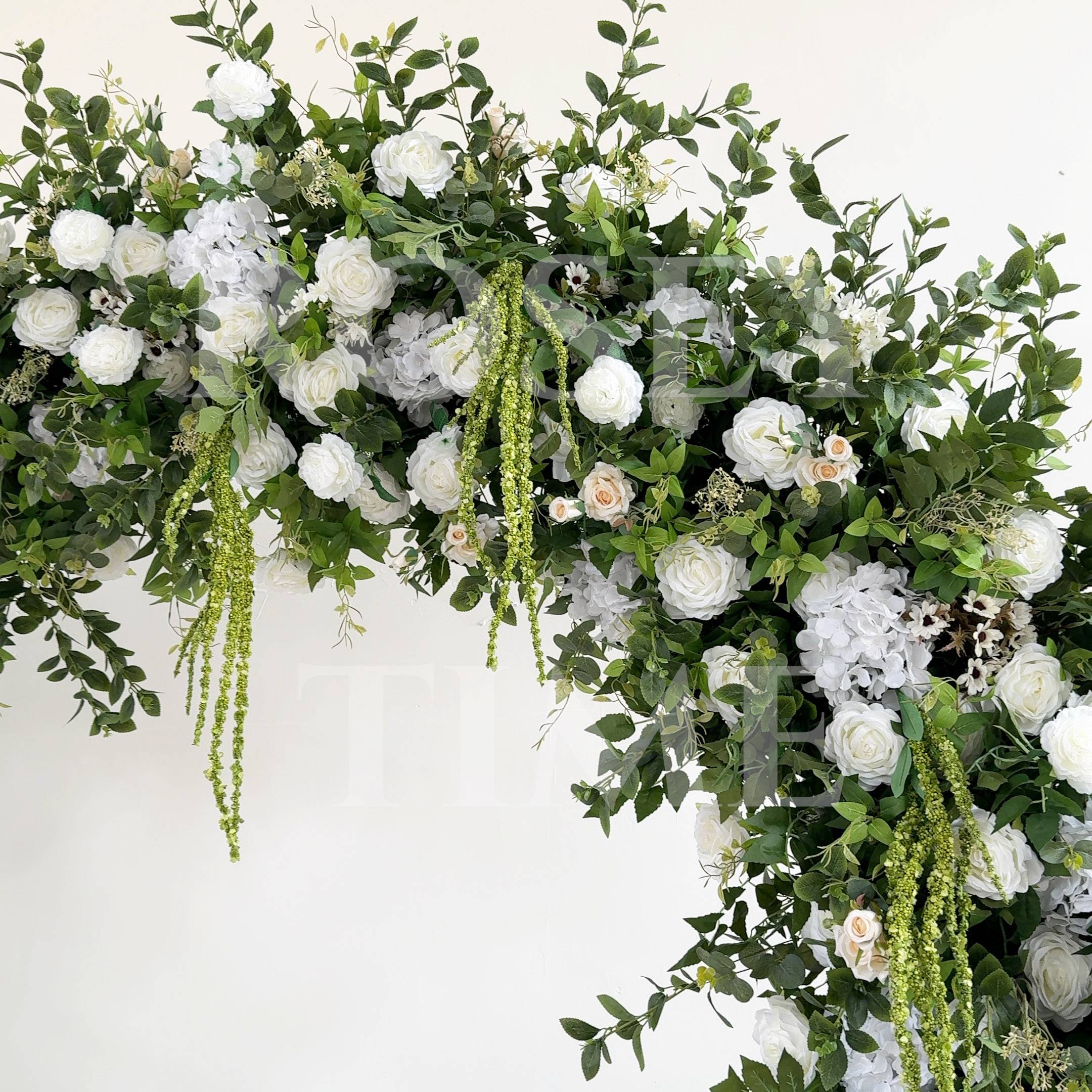 RoseyTime White&Green Flower Arch n-shape Round Arch #RTA412