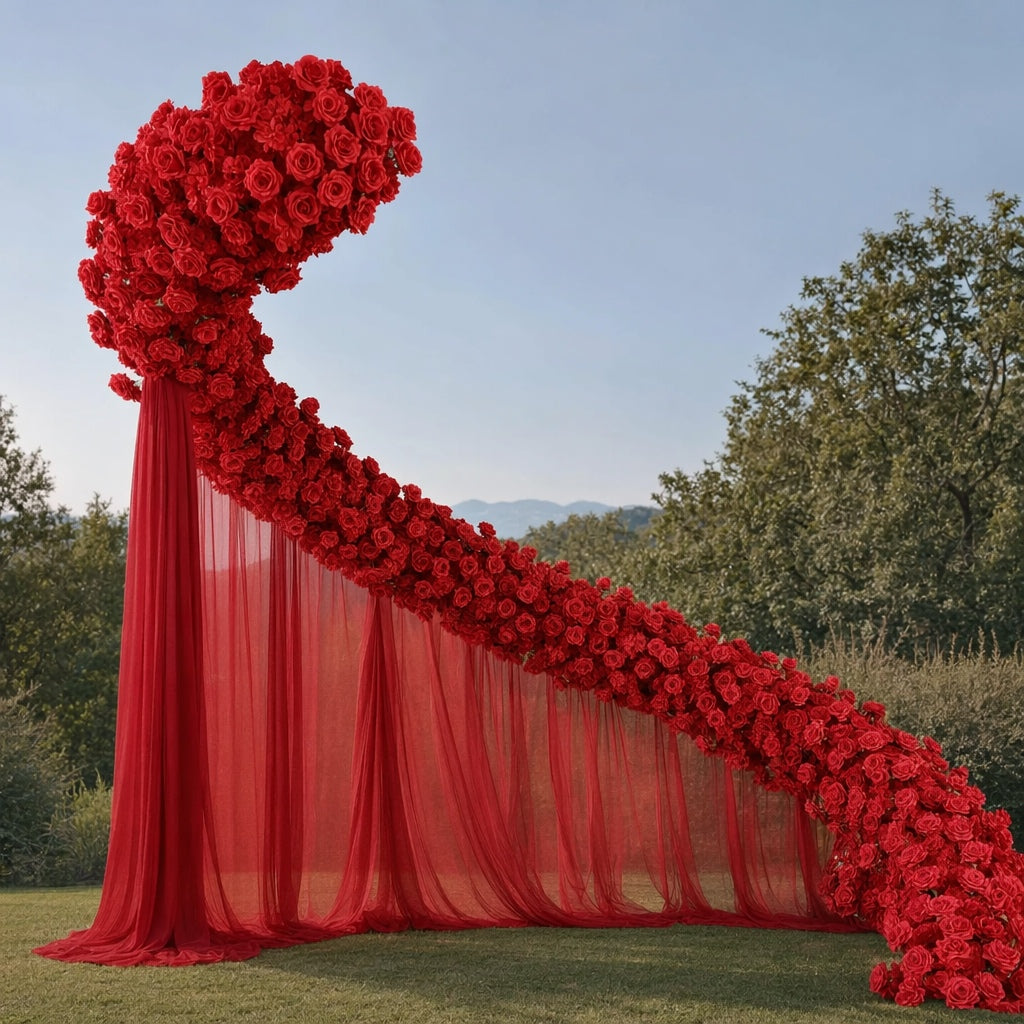 Roseytime Red Roses S-Curve Flower Arch Arrangement #RTA489