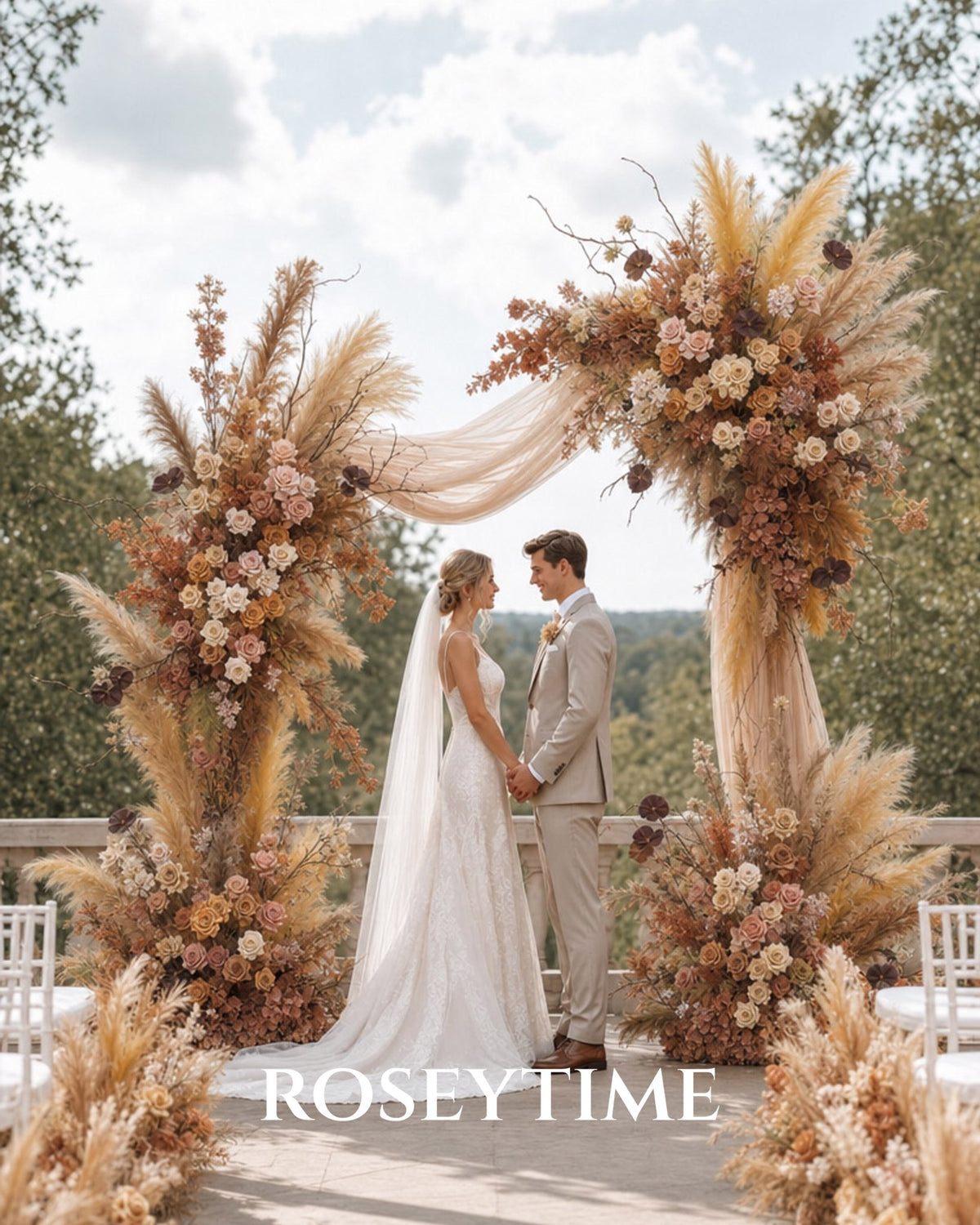 Roseytime Luxury Cocoa Dune Flower Set Flower Arch Arrangement #RTA503