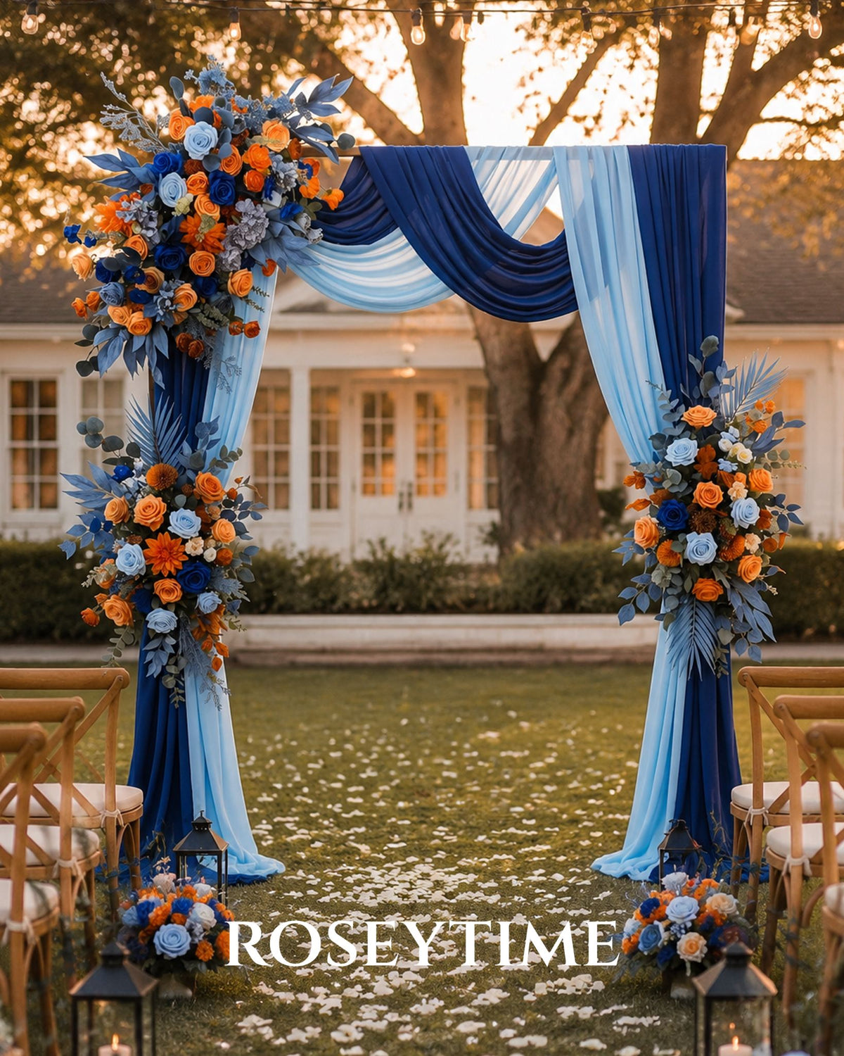 Roseytime Orange&Blue Flower Set Flower Arch Arrangement #RTA504