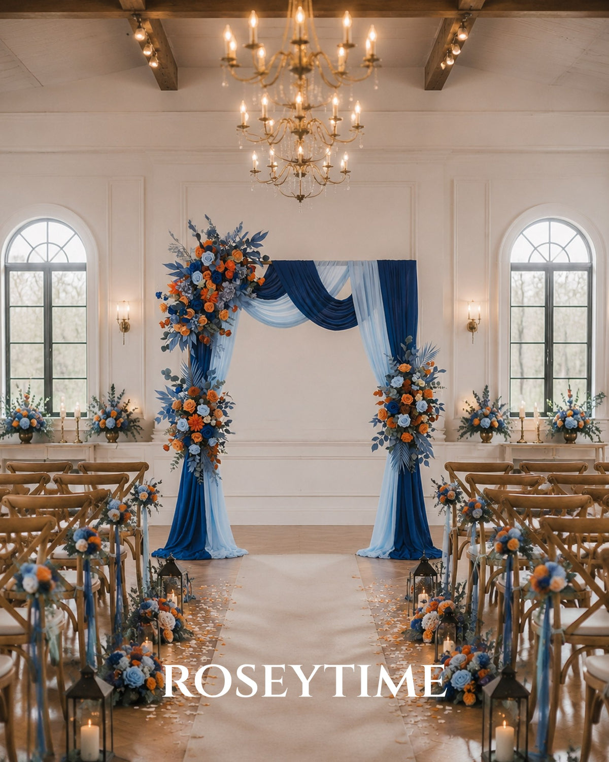 Roseytime Orange&Blue Flower Set Flower Arch Arrangement #RTA504