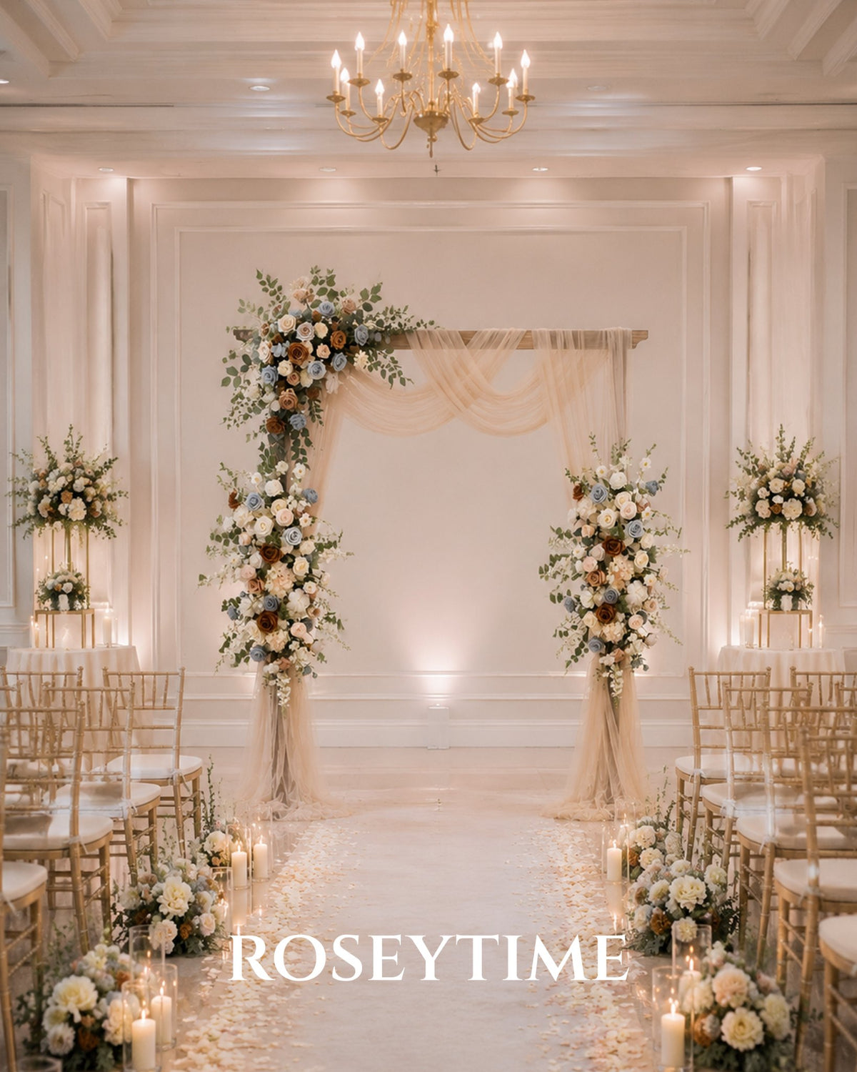 Roseytime Caramel Blue Flower Set Flower Arch Arrangement #RTA507
