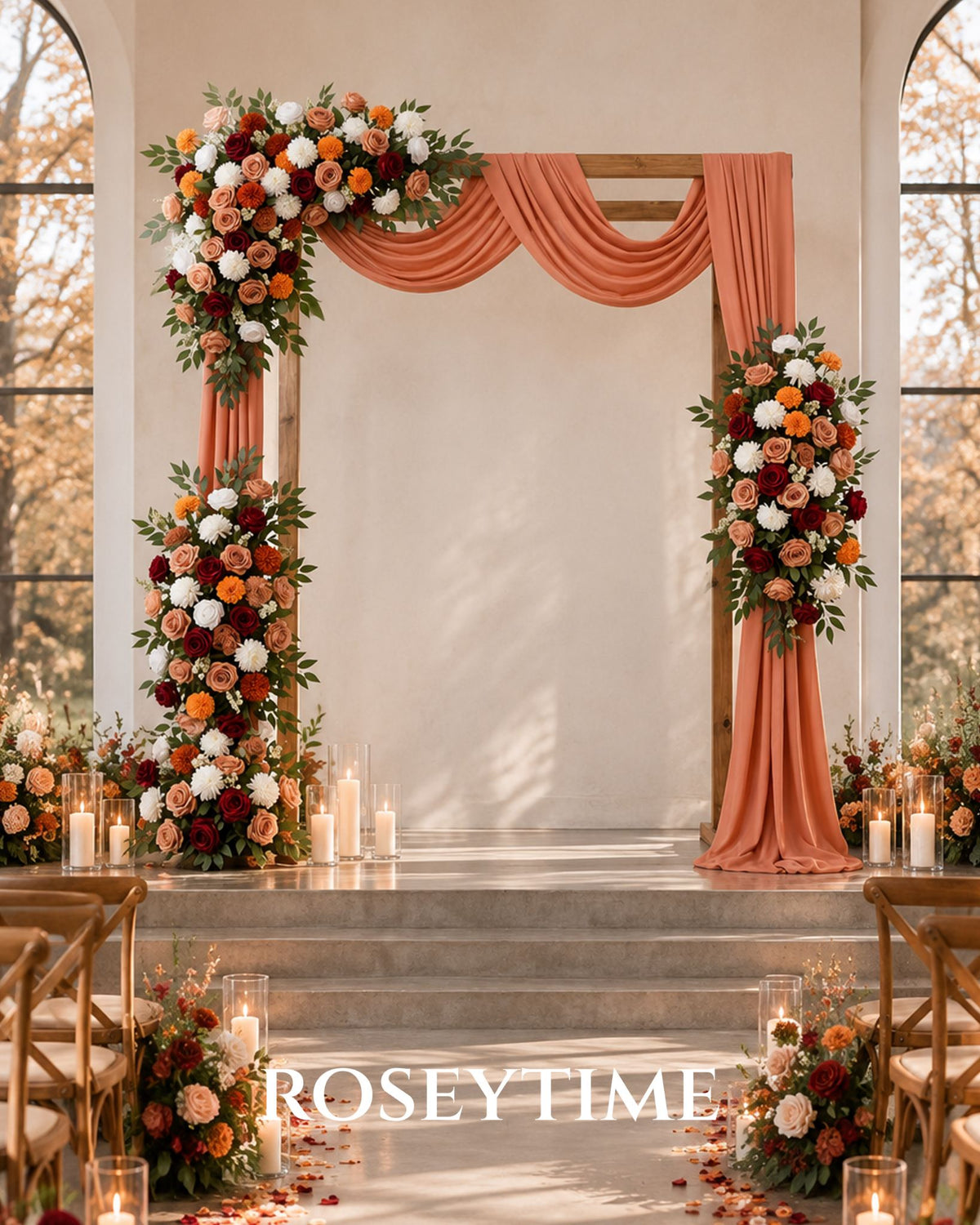 Roseytime Bordeaux Harvest Flower Set Flower Arch Arrangement #RTA509