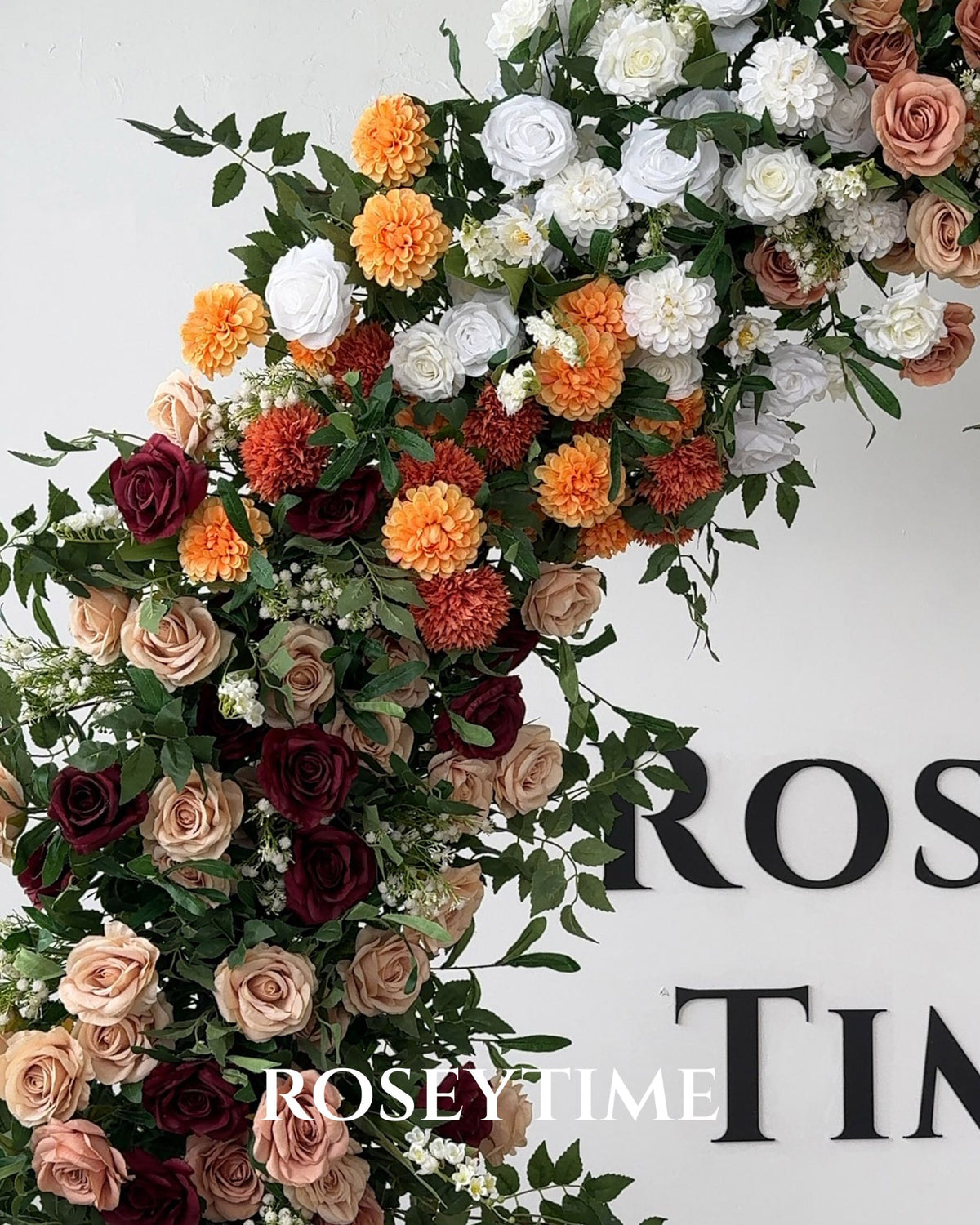 RoseyTime Bordeaux Harvest Flower Circle Arch Fabric Back #RTA510
