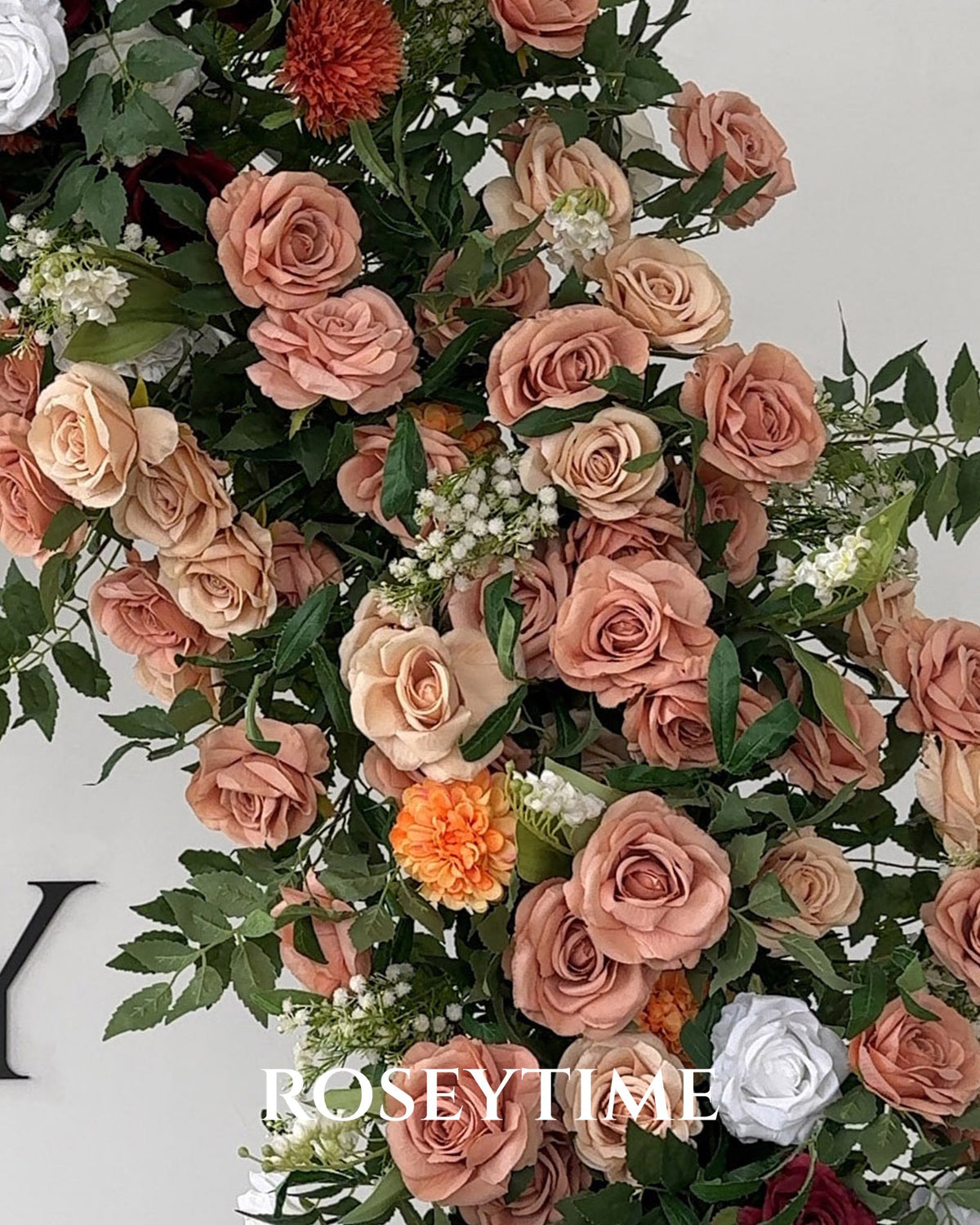 RoseyTime Bordeaux Harvest Flower Circle Arch Fabric Back #RTA510
