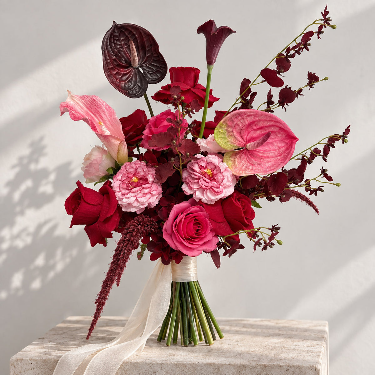 Roseytime Burgundy Bride/Bridesmaid Bouquet Flowers #RTBQ056