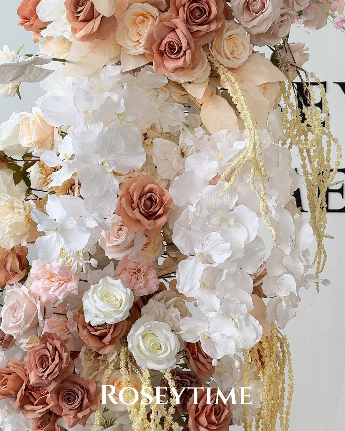 Roseytime Mocha Cedar Flower Pillars Arch with Frame #RTP004