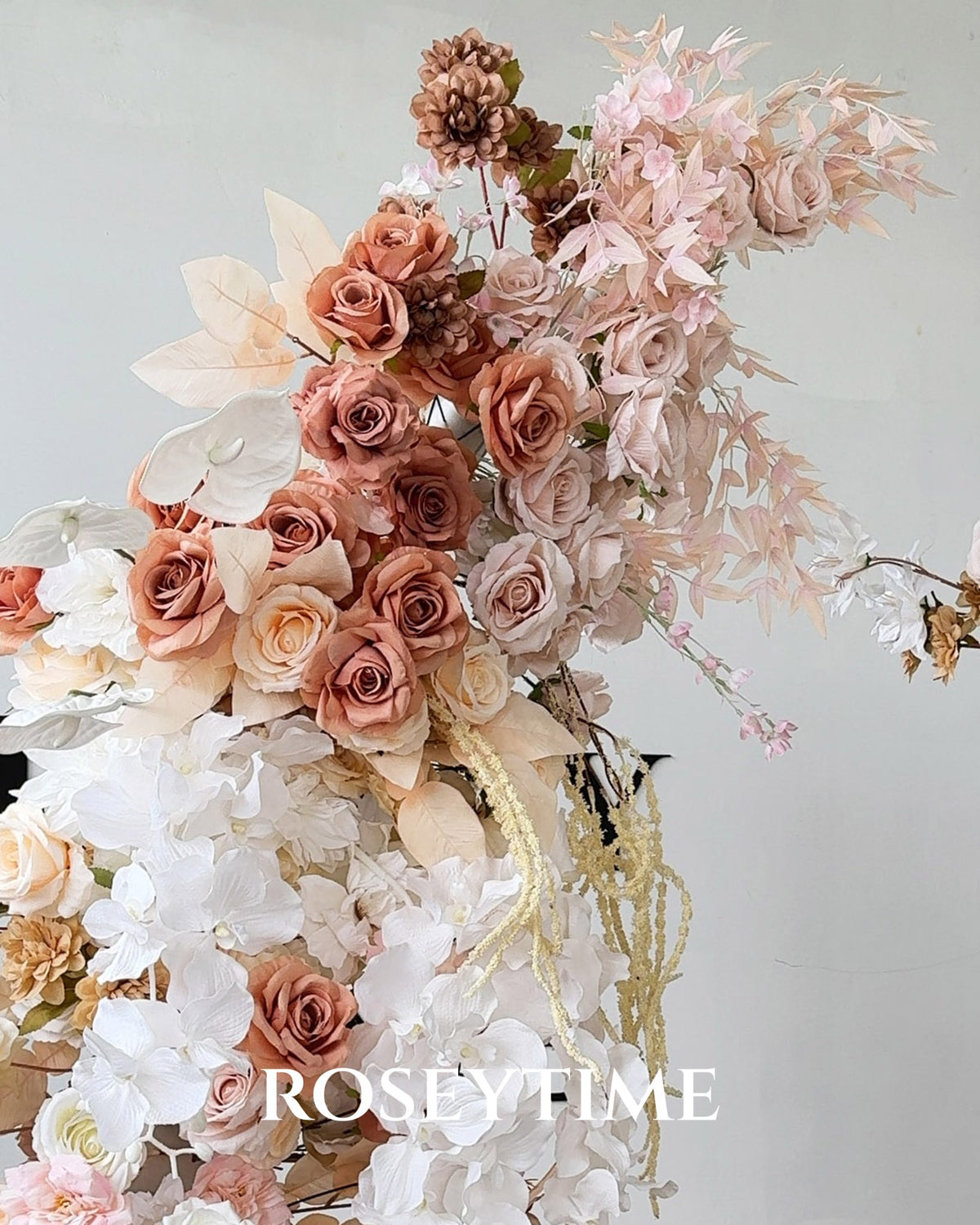 Roseytime Mocha Cedar Flower Pillars Arch with Frame #RTP004
