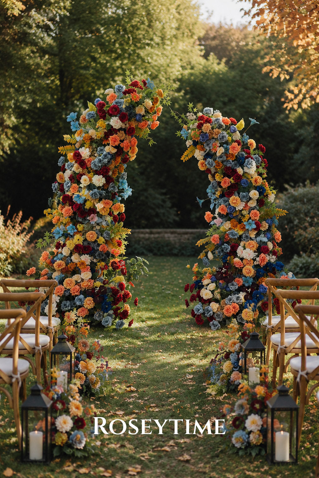 Roseytime Autumn Nocturne Flower Pillars Arch with Frame #RTP016