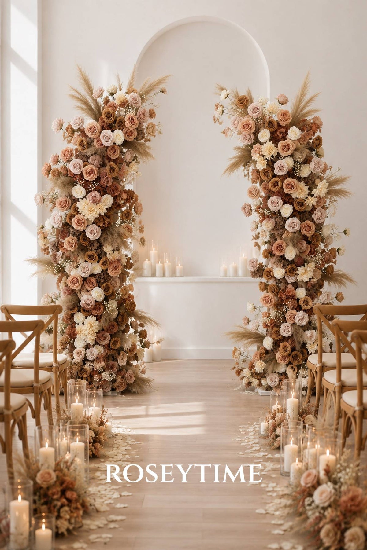 RoseyTime Brown Floral Pillars Arch with Frame #RTP022