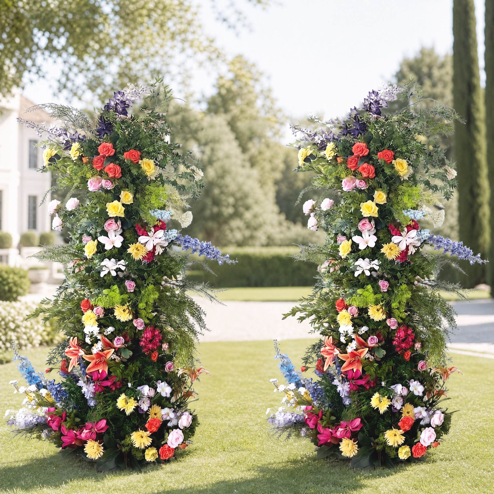 Roseytime Colorburst Flower Pillars Arch With Frame #RTP084