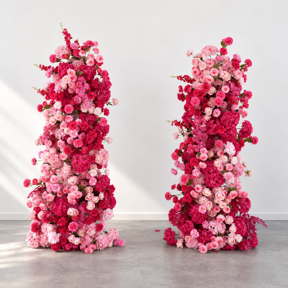 Hot Pink Flower Pillars Arch with Frame