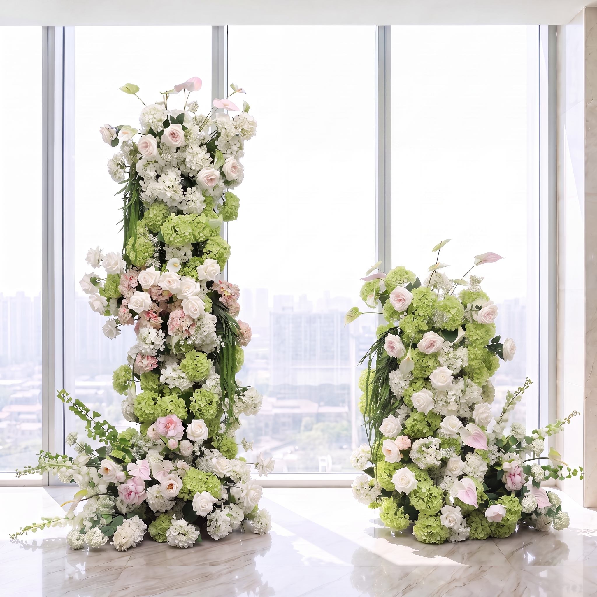 Roseytime Manor Frond Flower Pillars Arch with Frame #RTP137