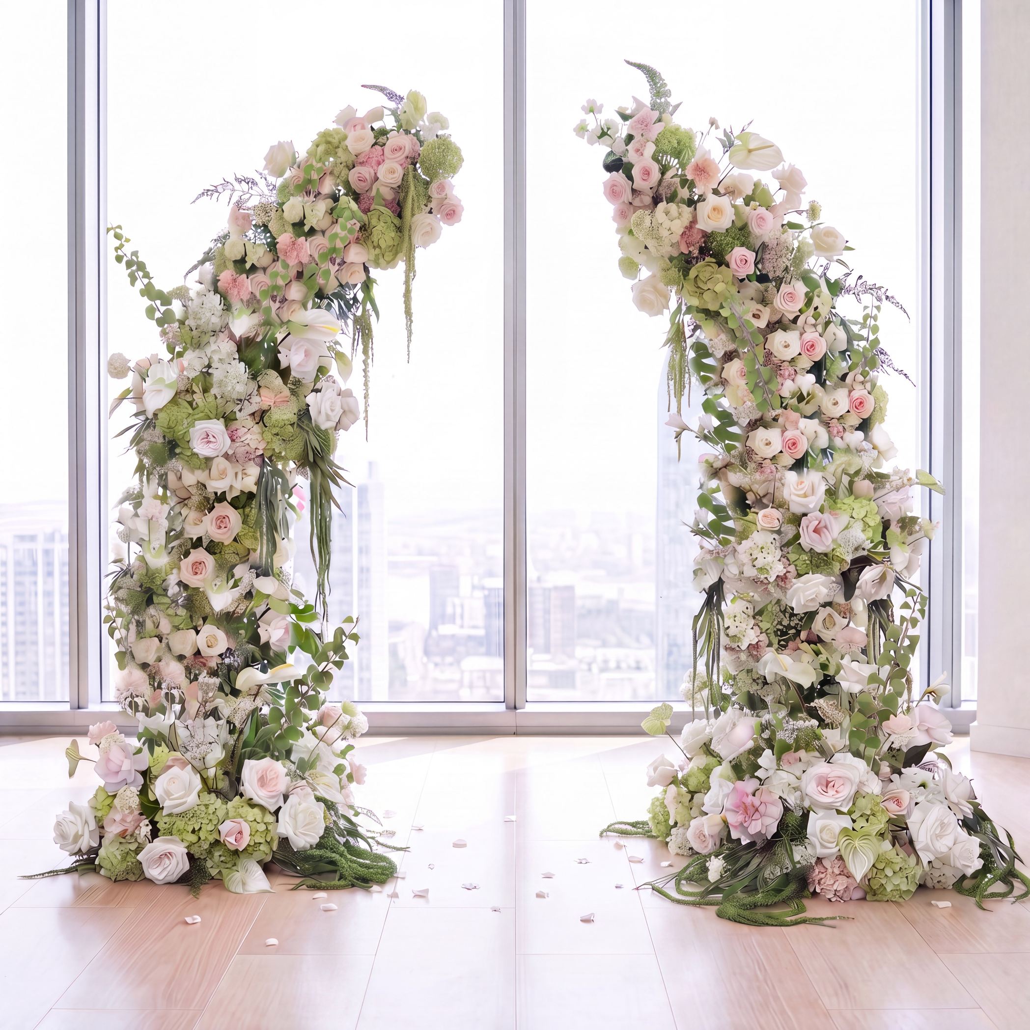 Roseytime Manor Frond Flower Pillars Arch with Frame #RTP137