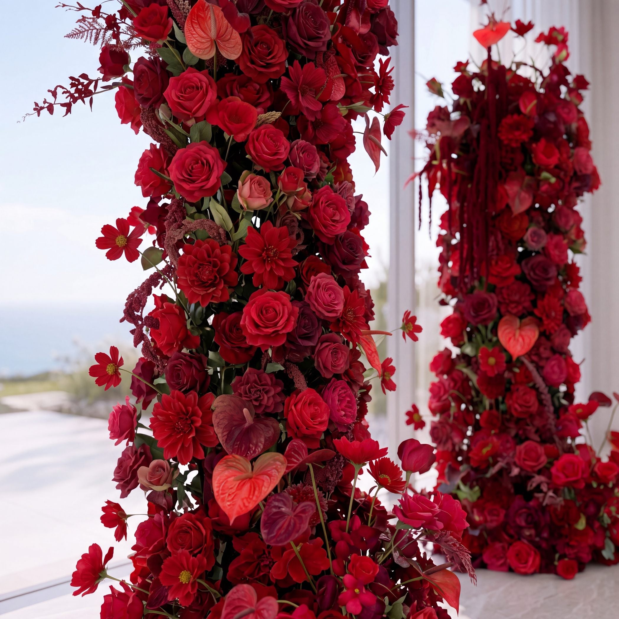 Roseytime Ruby Covenant Flower Pillars Arch with Frame #RTP141