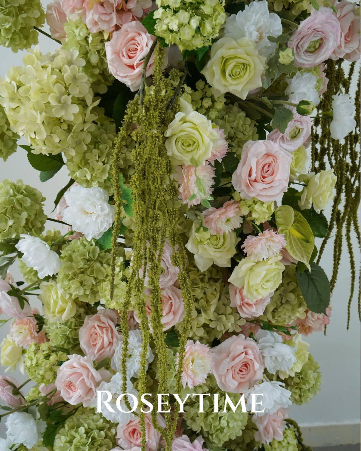 Roseytime Cascade & Blush Flower Pillars Arch with Frame #RTP143