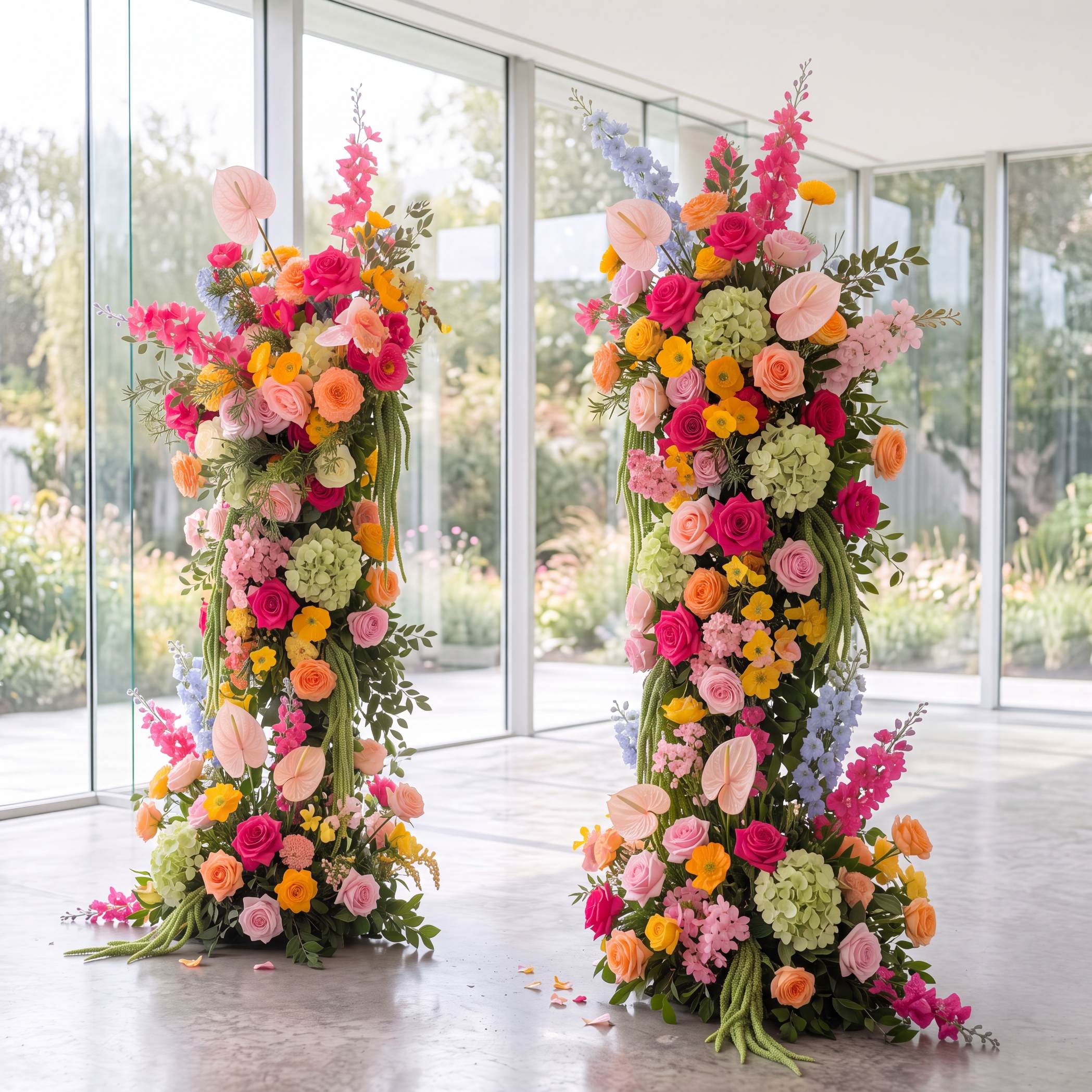 Roseytime Vivid Drapel Flower Pillars Arch with Frame #RTP144