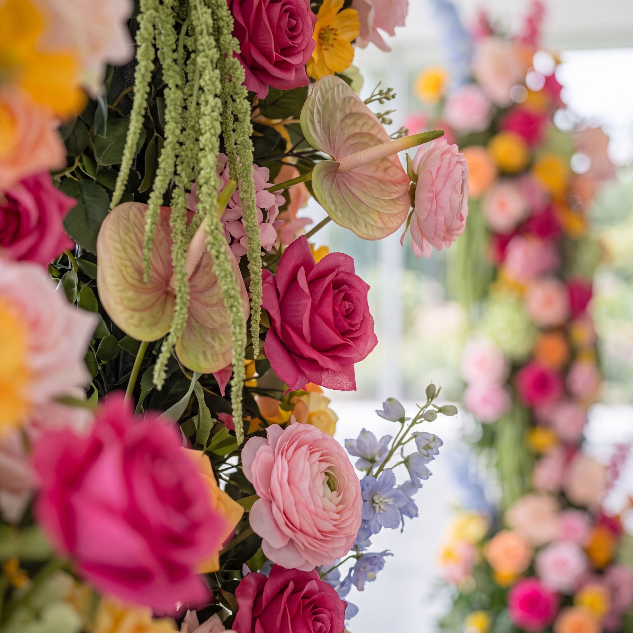 Roseytime Vivid Drapel Flower Pillars Arch with Frame #RTP144