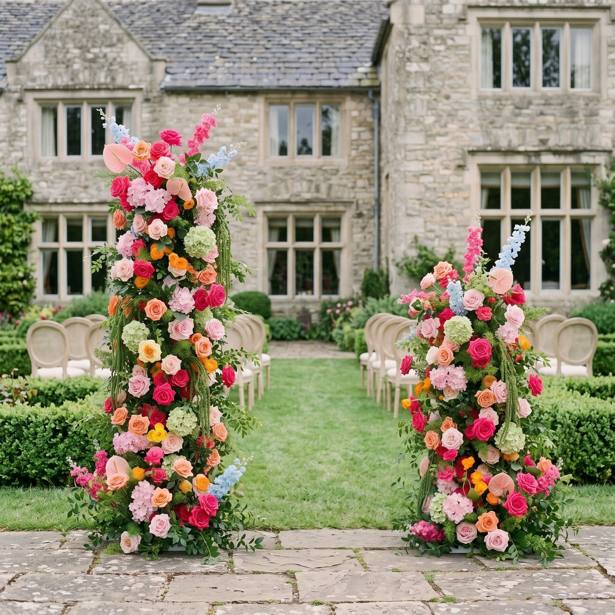 Roseytime Vivid Drapel Flower Pillars Arch with Frame #RTP144