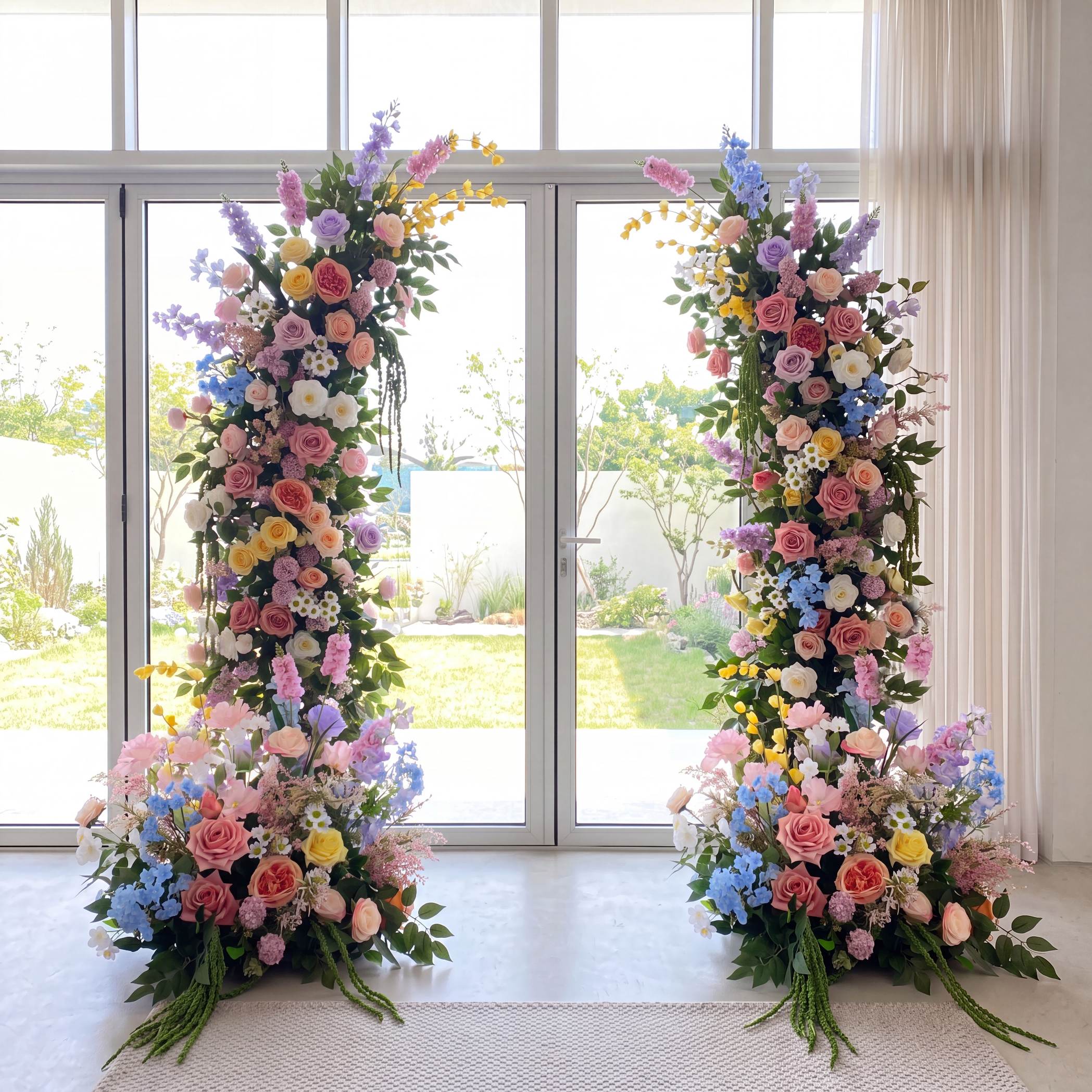 Roseytime Gentle Eden Flower Pillars Arch with Frame #RTP145