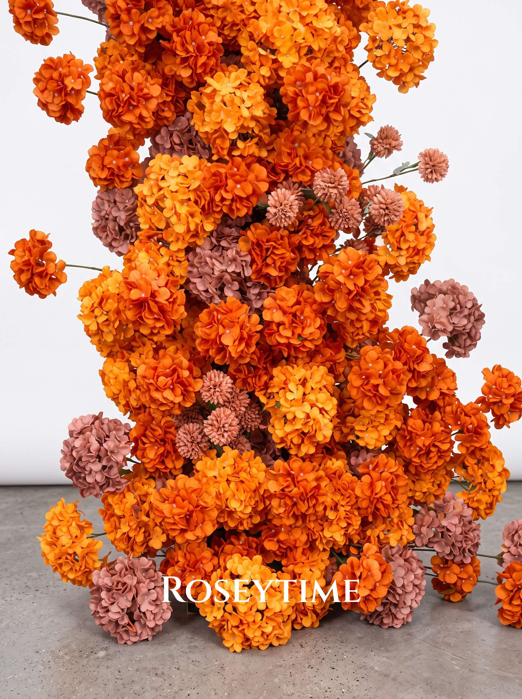 Roseytime Rust Orange Flower Pillars Arch with Frame #RTP152