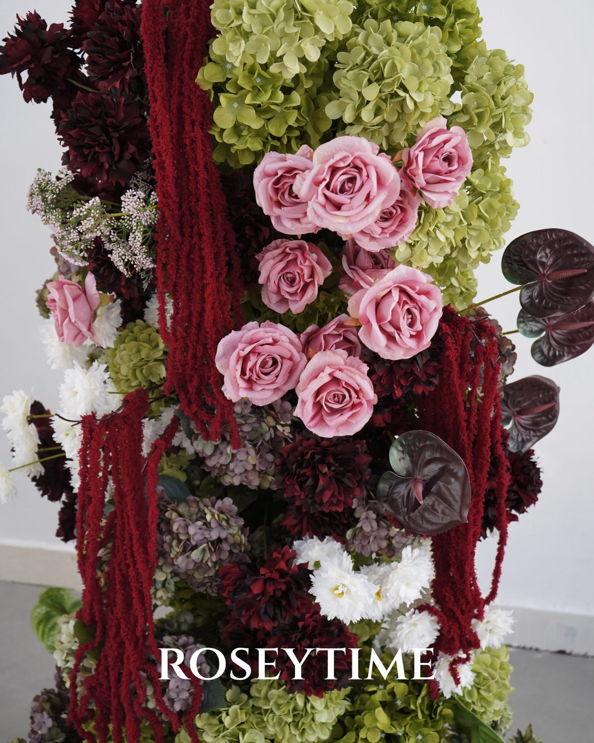 Roseytime Carmine Estate Flower Pillars Arch with Frame #RTP156