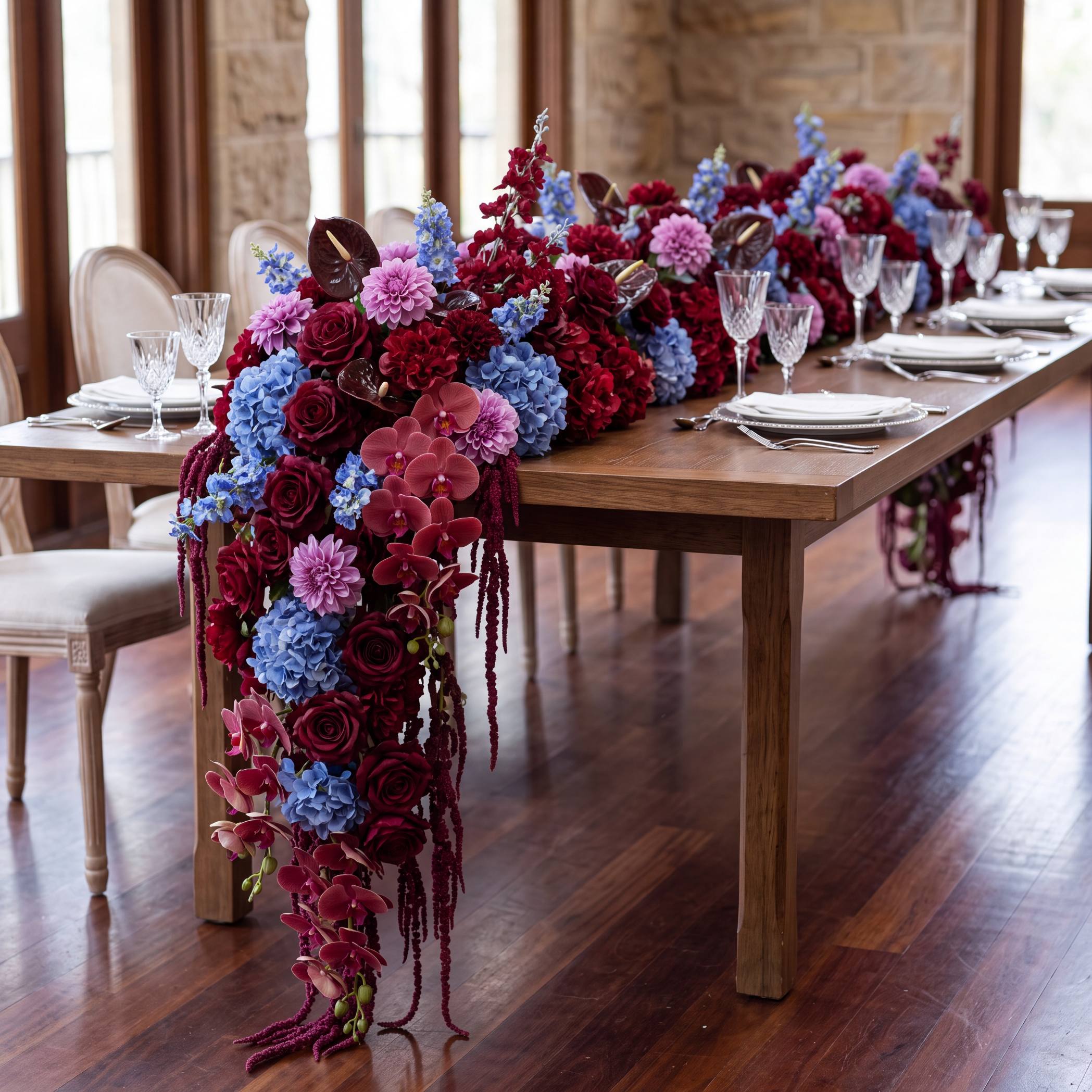 Roseytime Nocturne Petals Flower Runner Table Flower Decor#RTR101