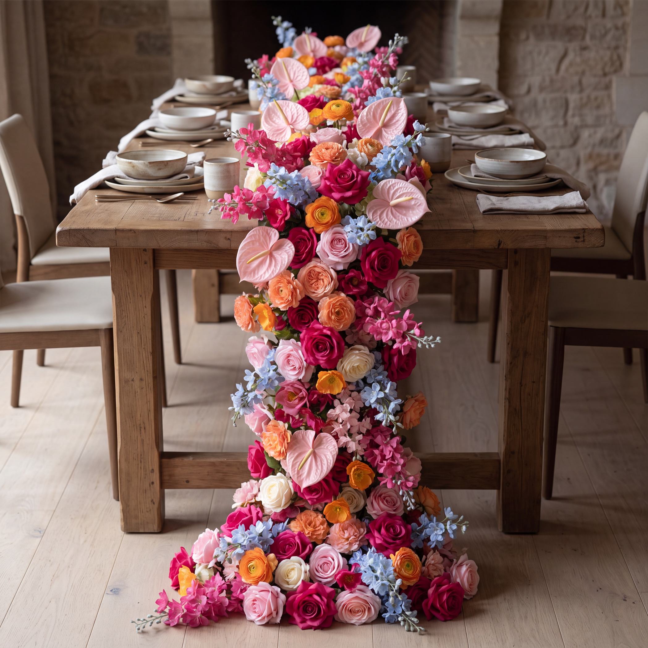 Roseytime Vivid Drapel Flower Runner Table Flower Decor#RTR102