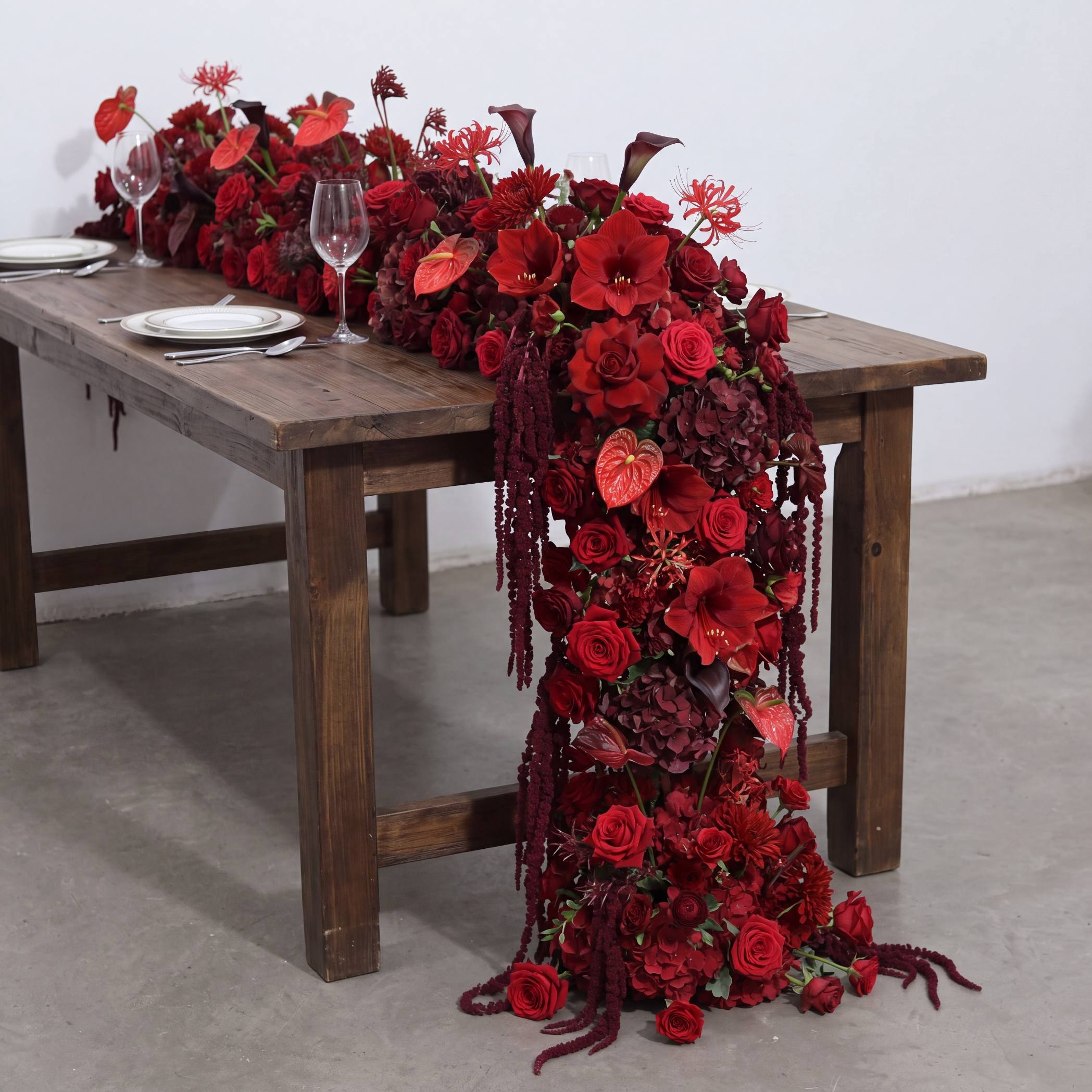Roseytime Ruby Covenant Flower Runner Table Flower Decor#RTR103
