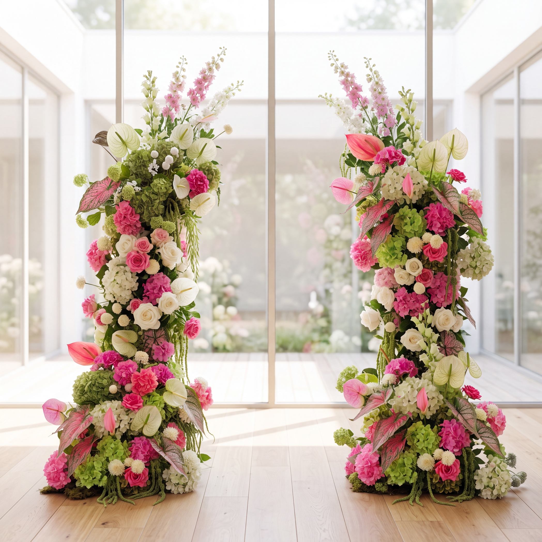 Roseytime Lychee Garden Flower Pillars Arch with Frame #RTP145