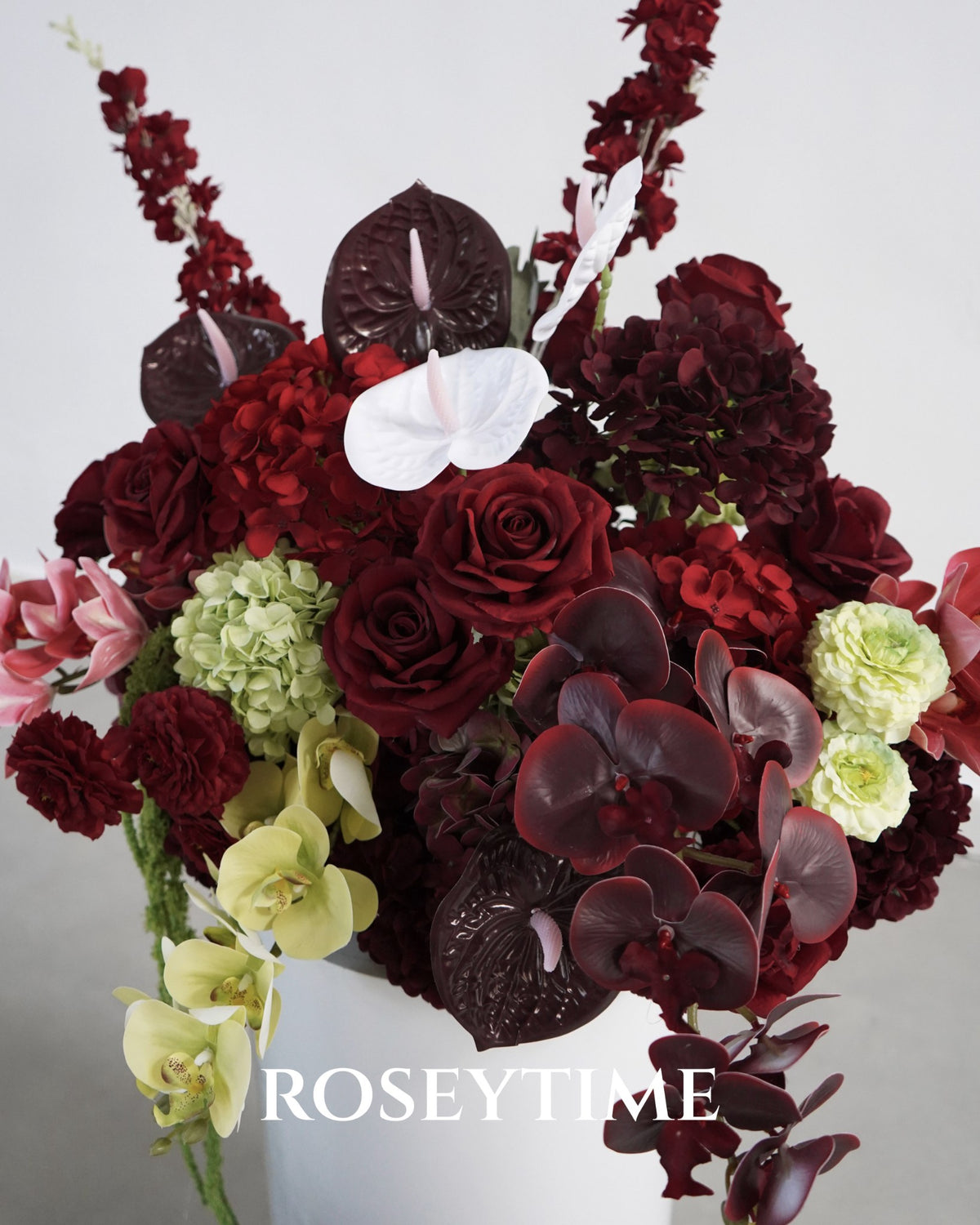 Roseytime Burgundy Mosscurl Flower Set #RTS021