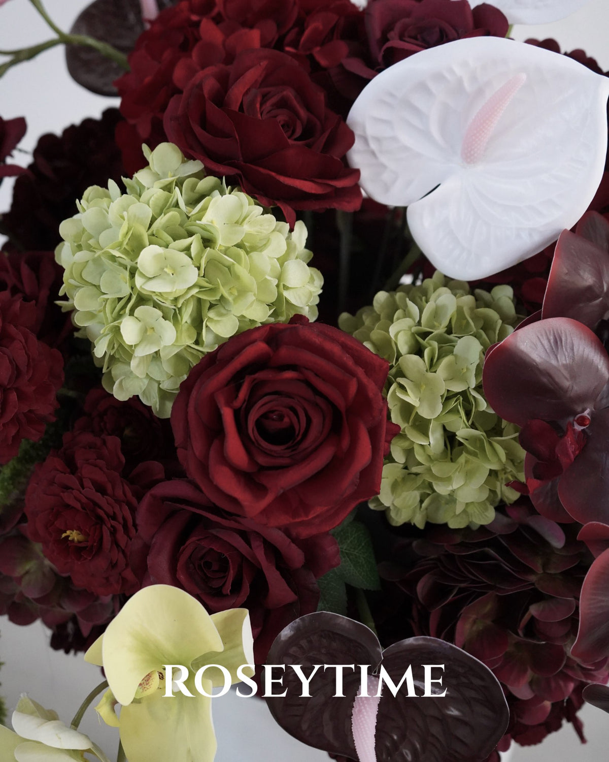 Roseytime Burgundy Mosscurl Flower Set #RTS021