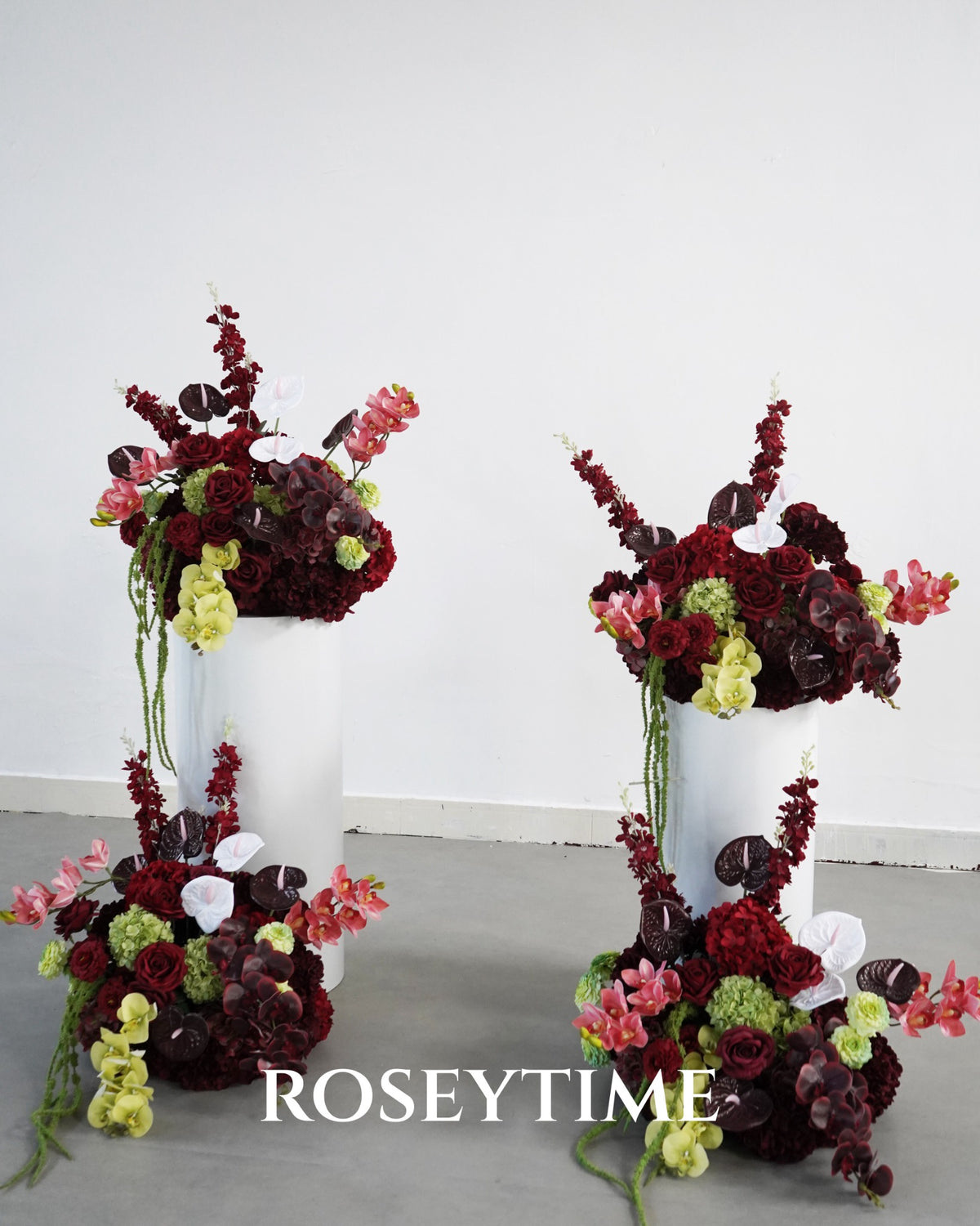 Roseytime Burgundy Mosscurl Flower Set #RTS021