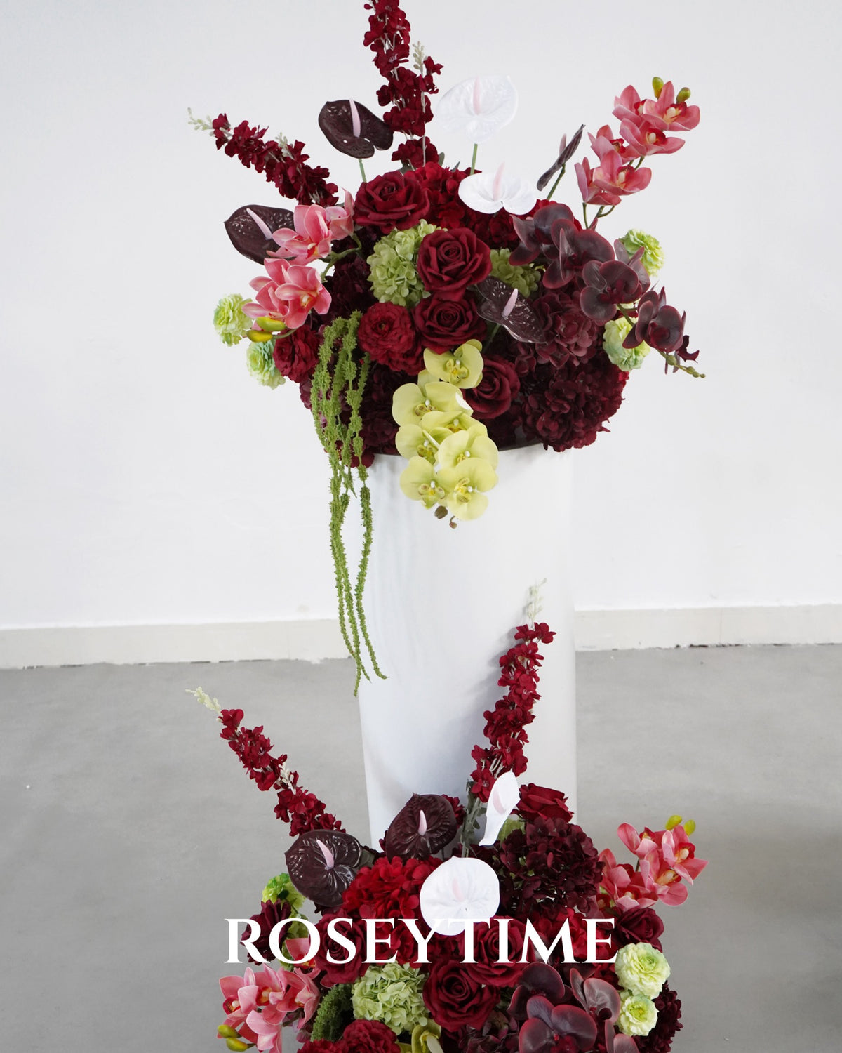 Roseytime Burgundy Mosscurl Flower Set #RTS021