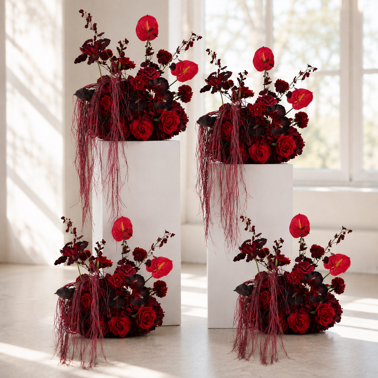 Roseytime Vermilion Veil Flower Set #RTS032