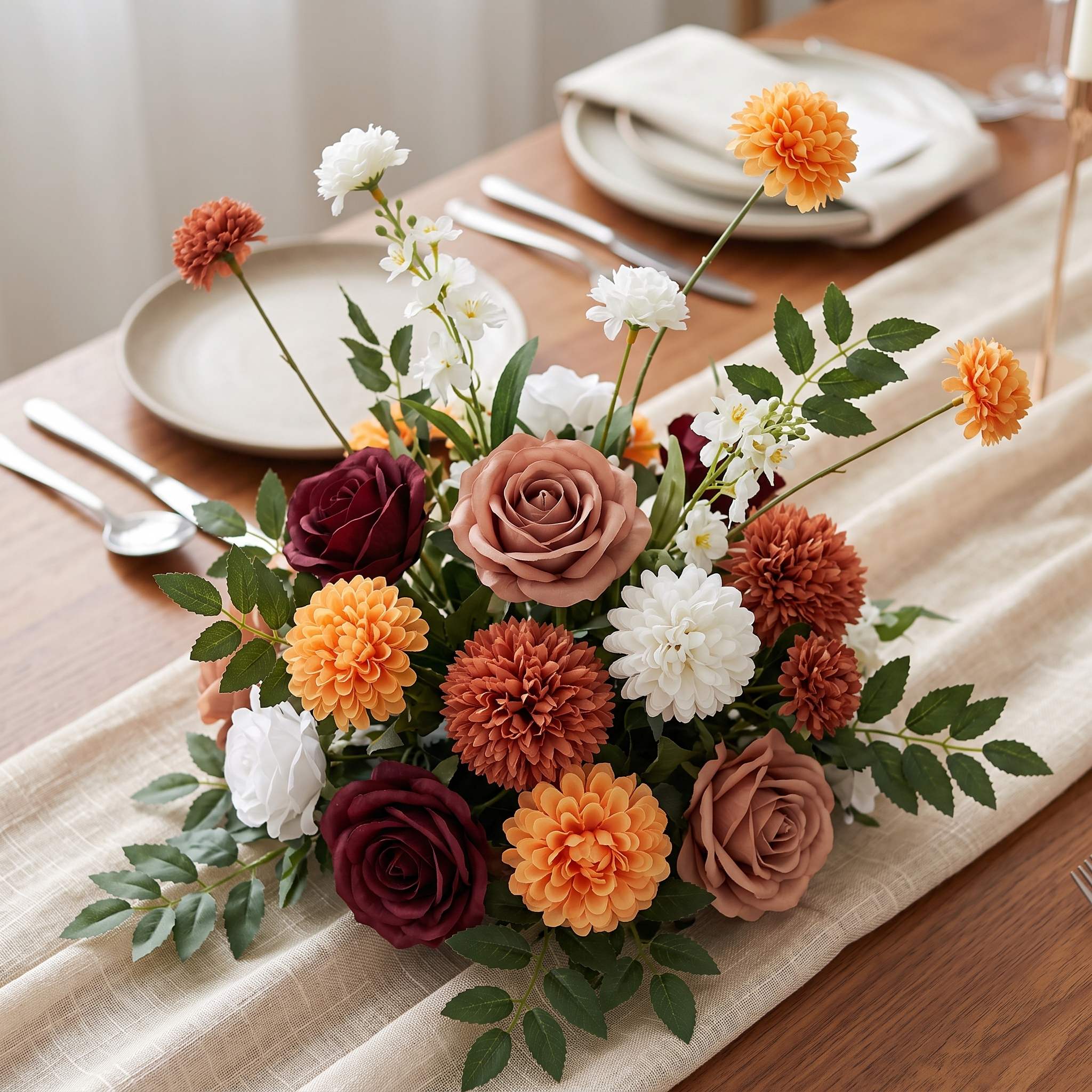 Roseytime Bordeaux Harvest Small Table Flower Arrangement #RTT016