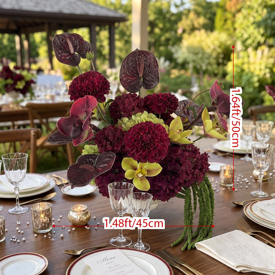 Roseytime Burgundy&Olive Table Flower Arrangement #RTT022
