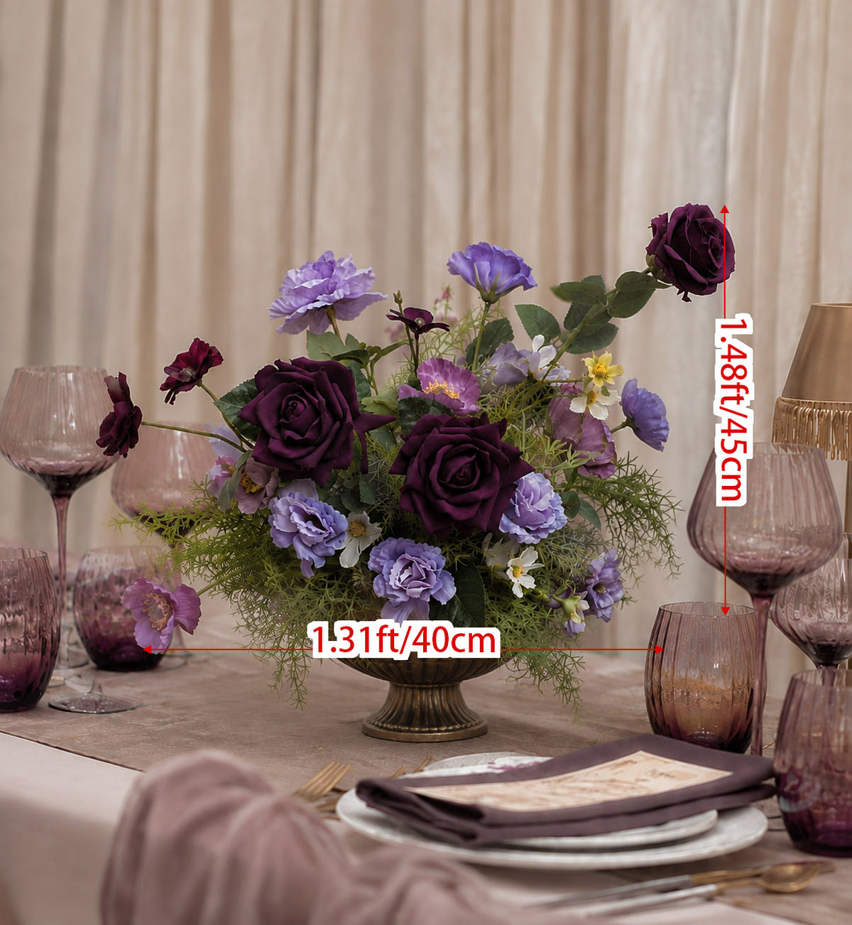 Roseytime Ethereal Plum Table Flower Arrangement #RTT034