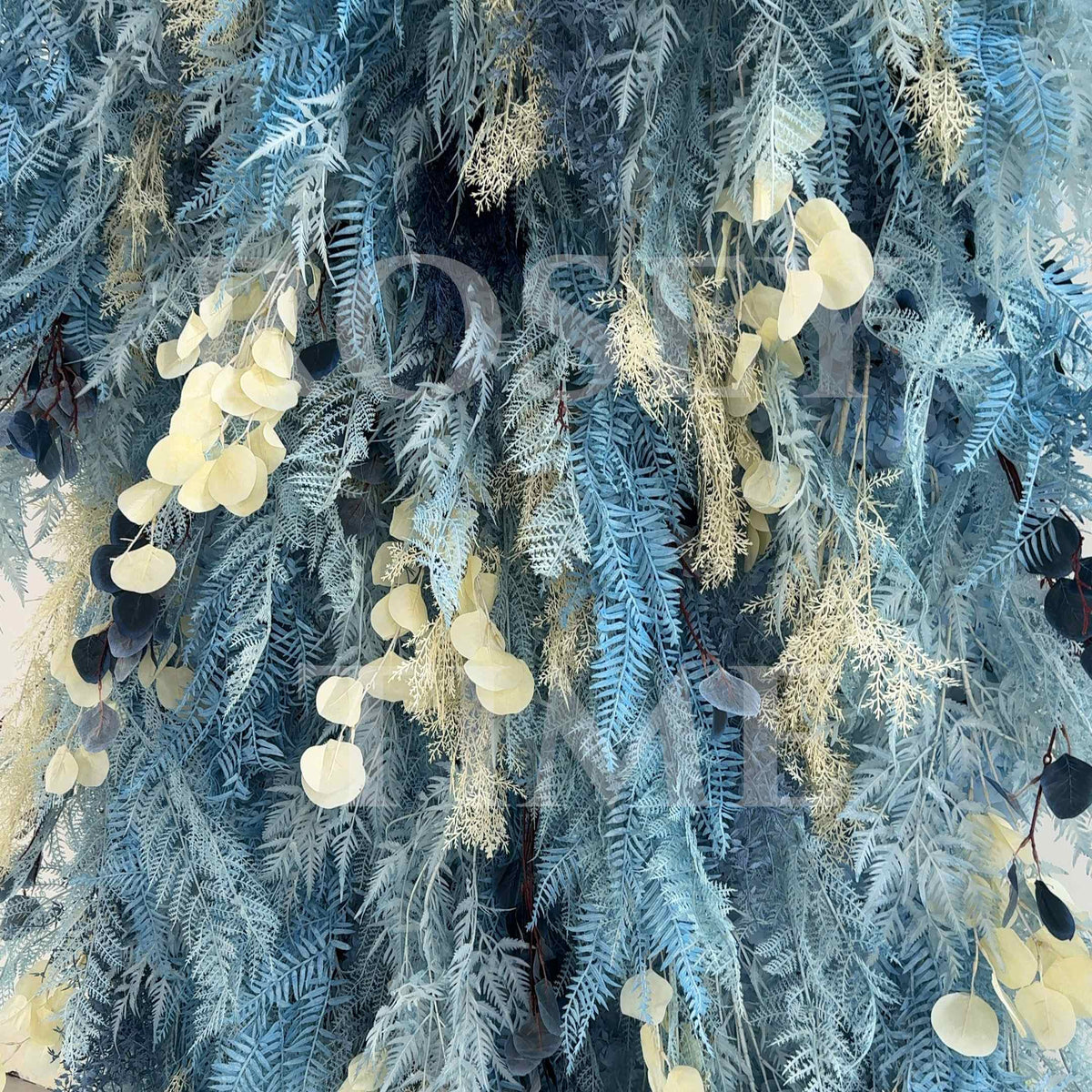 Roseytime 5D Dusty Blue Pampas Wall Roll Up Fabric Back #RTW071