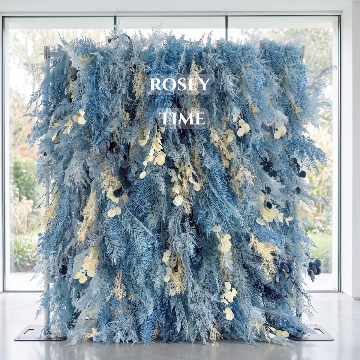Roseytime 5D Dusty Blue Pampas Wall Roll Up Fabric Back #RTW071