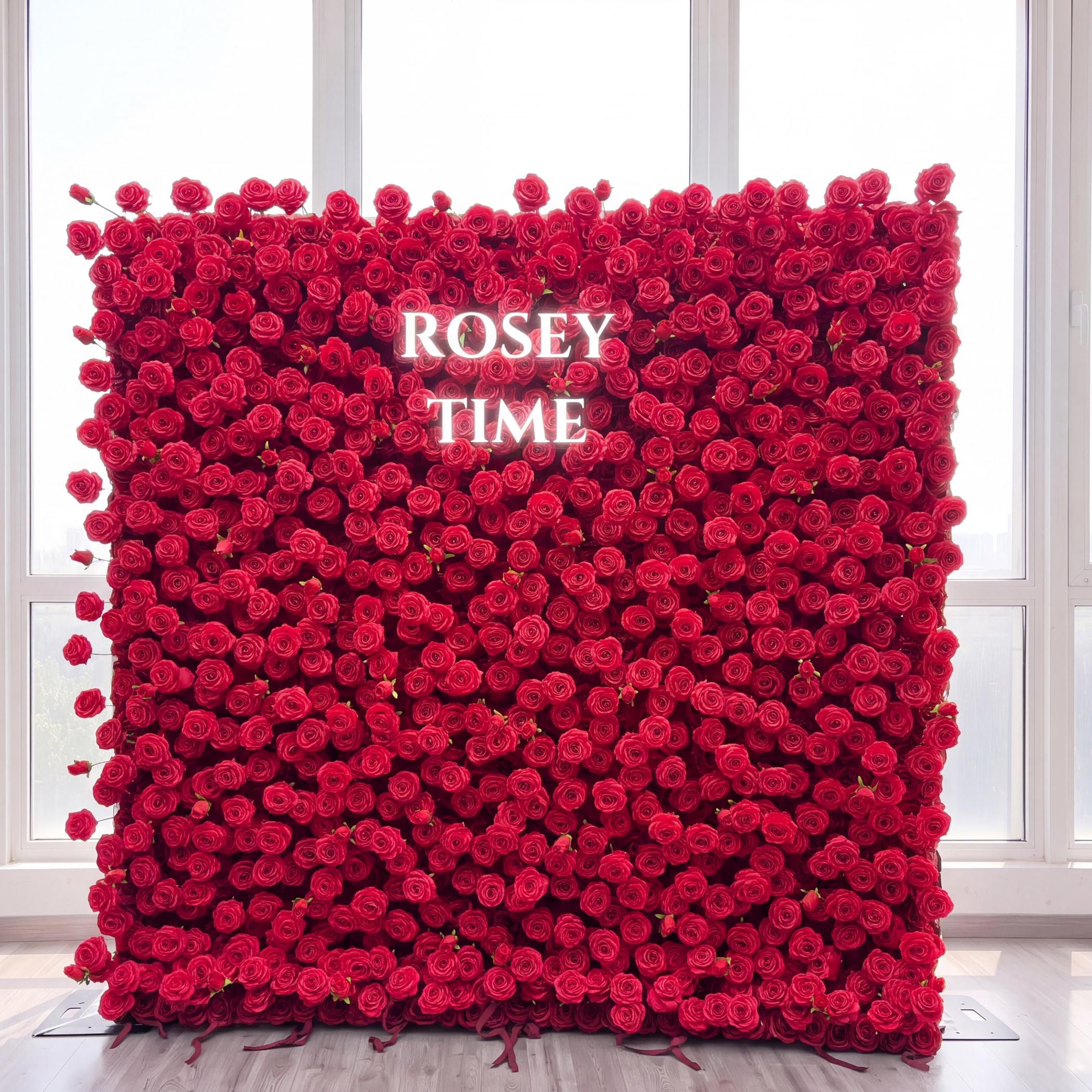 Roseytime 5D Red Flower Wall Roll Up Fabric Back #RTW108