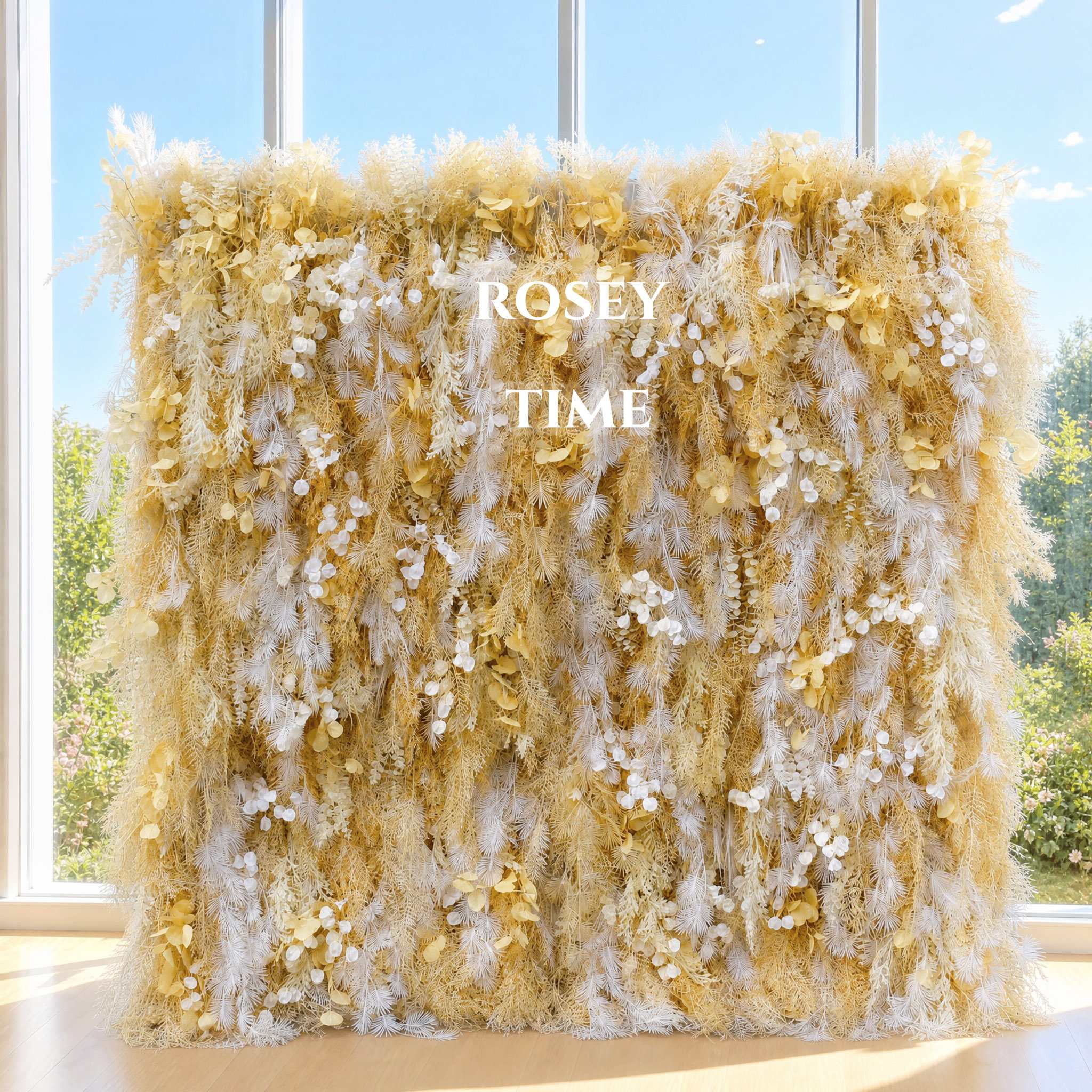 Roseytime 5D Champagne Pampas Wall Roll Up Fabric Back #RTW127