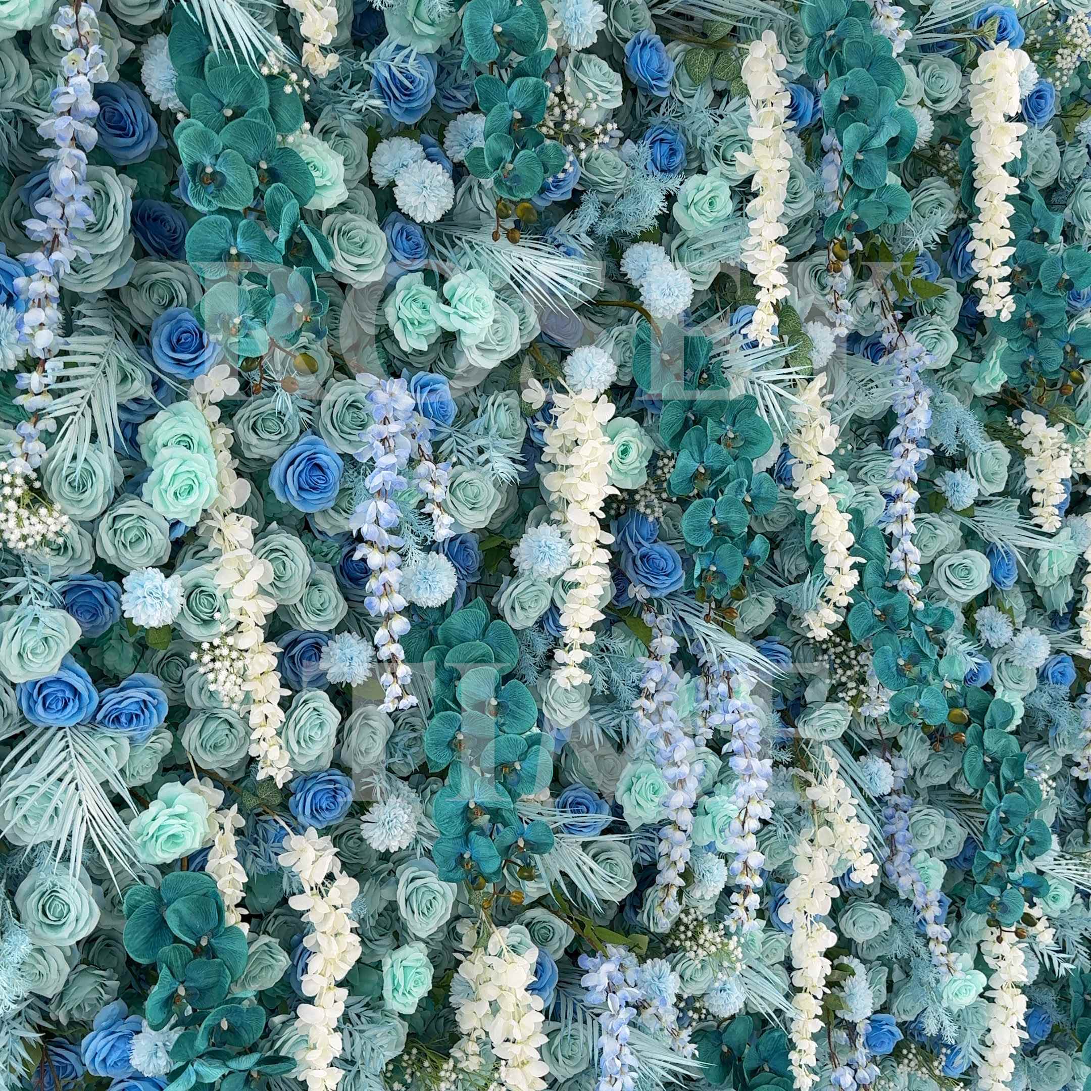 Roseytime 5D Blue Flower Wall Roll Up Fabric Back #RTW177