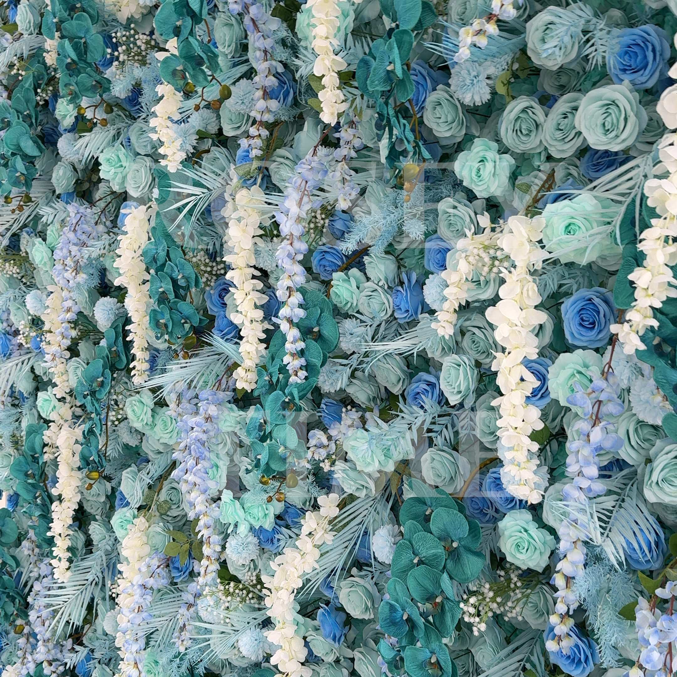 Roseytime 5D Blue Flower Wall Roll Up Fabric Back #RTW177