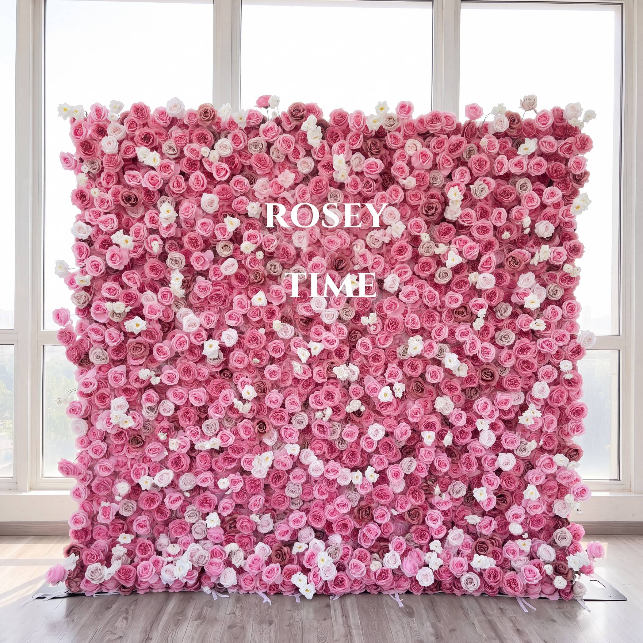 Roseytime 5D Pink Flower Wall Fabric Back Roll Up #RTW245
