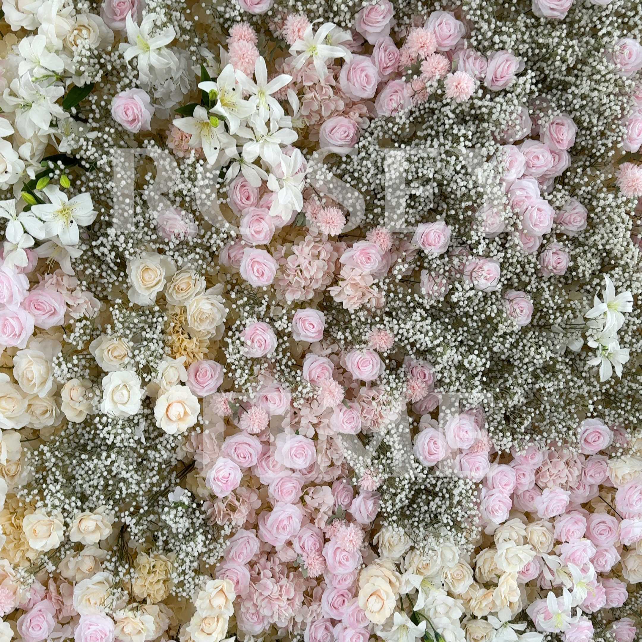 Roseytime 5D Blush&Cream Flower Wall Roll Up Fabric Back RTW266